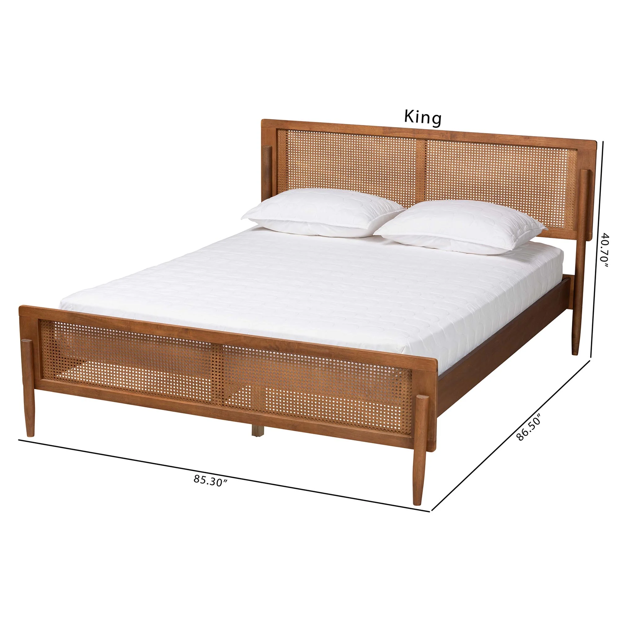 Baxton Studio Gardwin Mid-Century Modern Ash Walnut Finished Wood Queen Size Platform Bed - Image 9