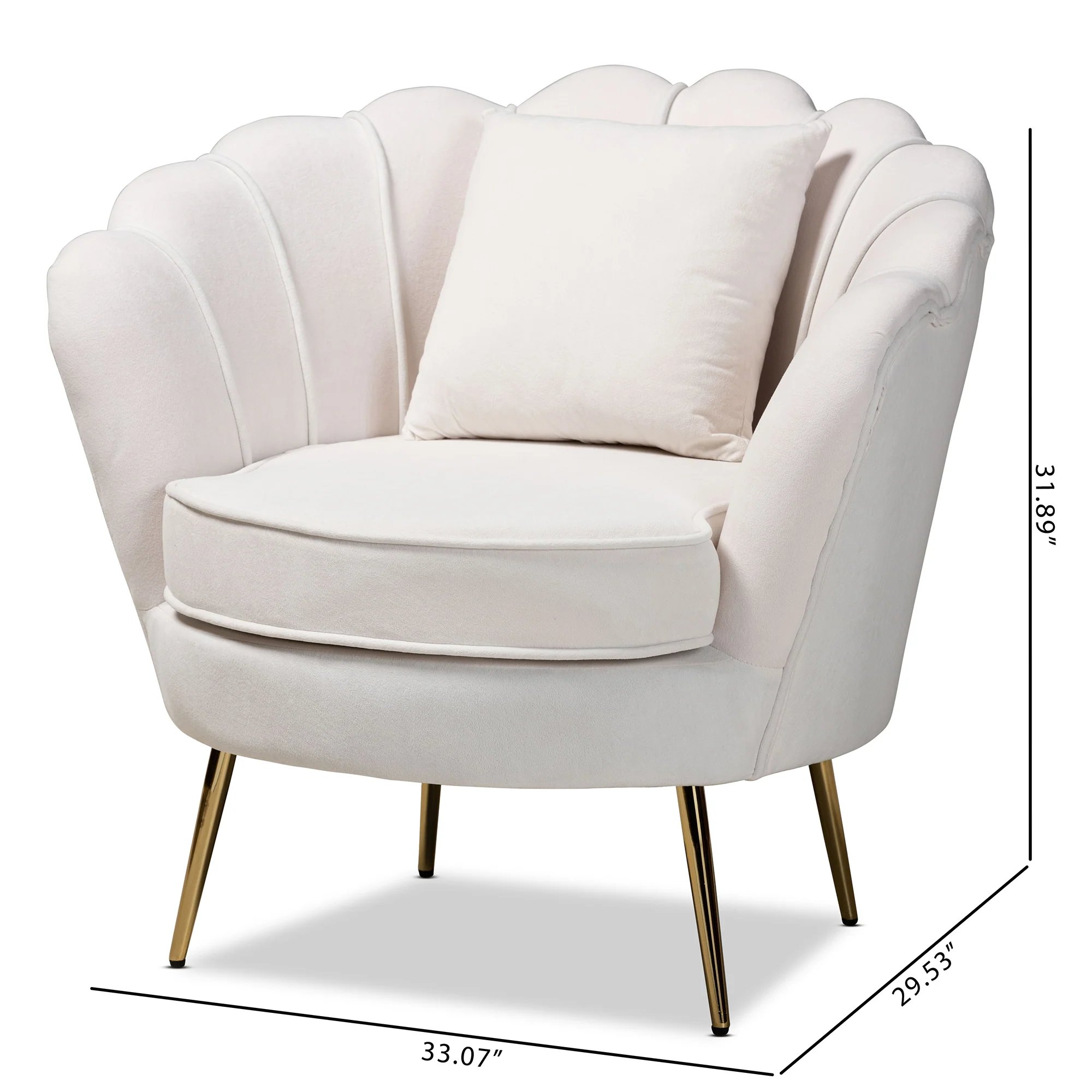 Baxton Studio Garson Glam and Luxe Beige Velvet Fabric Upholstered and Gold Metal Finished Accent Chair - Image 10