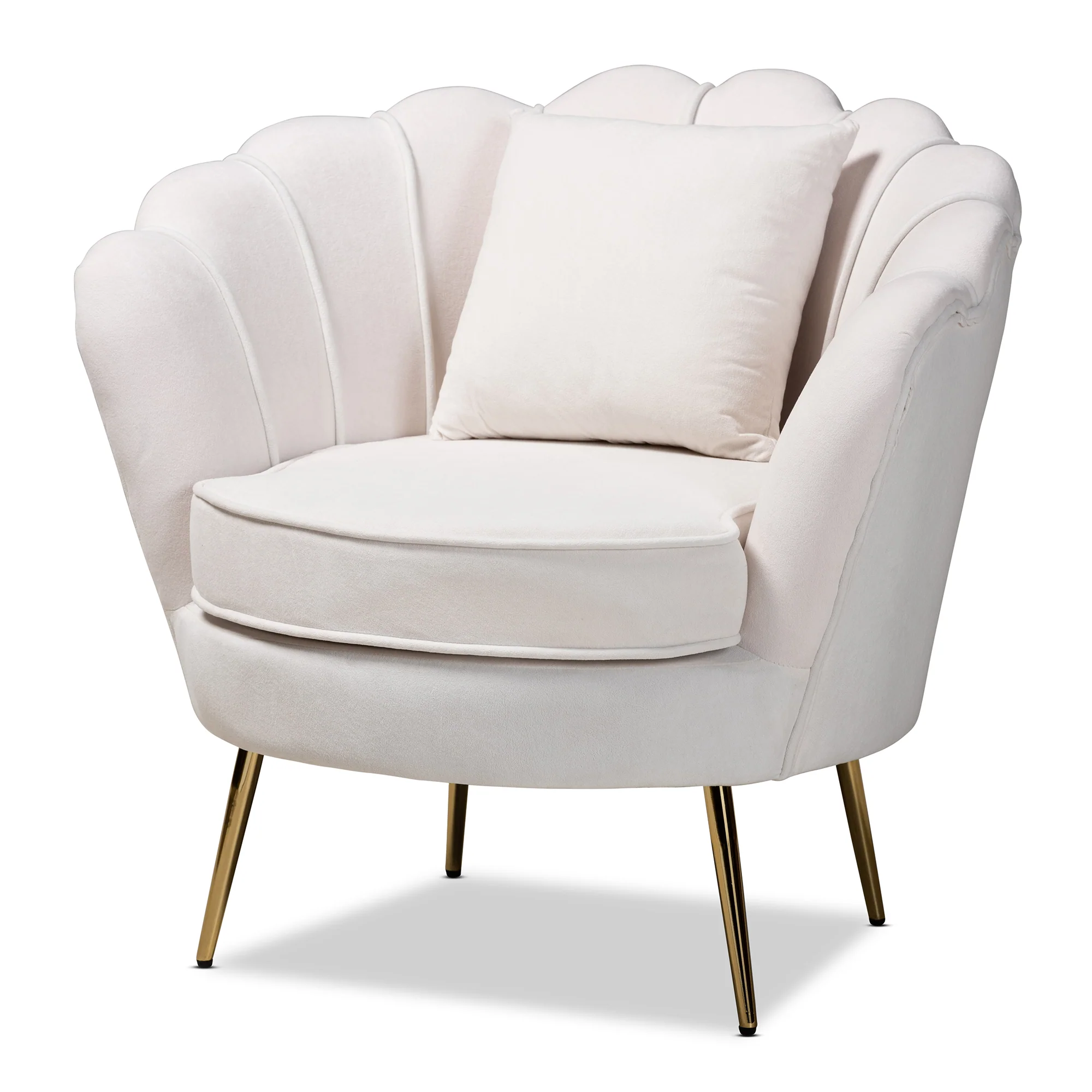 Baxton Studio Garson Glam and Luxe Beige Velvet Fabric Upholstered and Gold Metal Finished Accent Chair - Image 2
