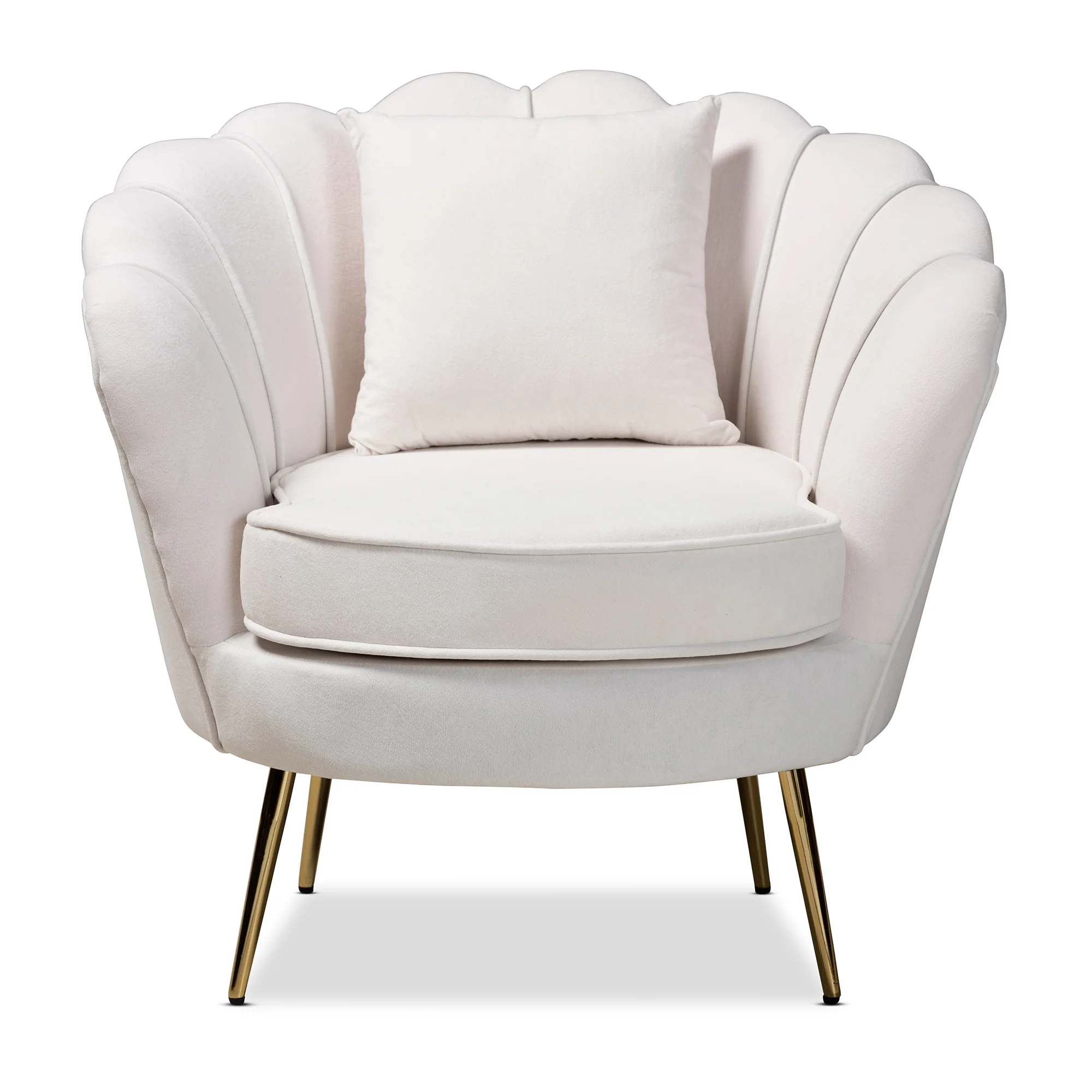 Baxton Studio Garson Glam and Luxe Beige Velvet Fabric Upholstered and Gold Metal Finished Accent Chair - Image 3
