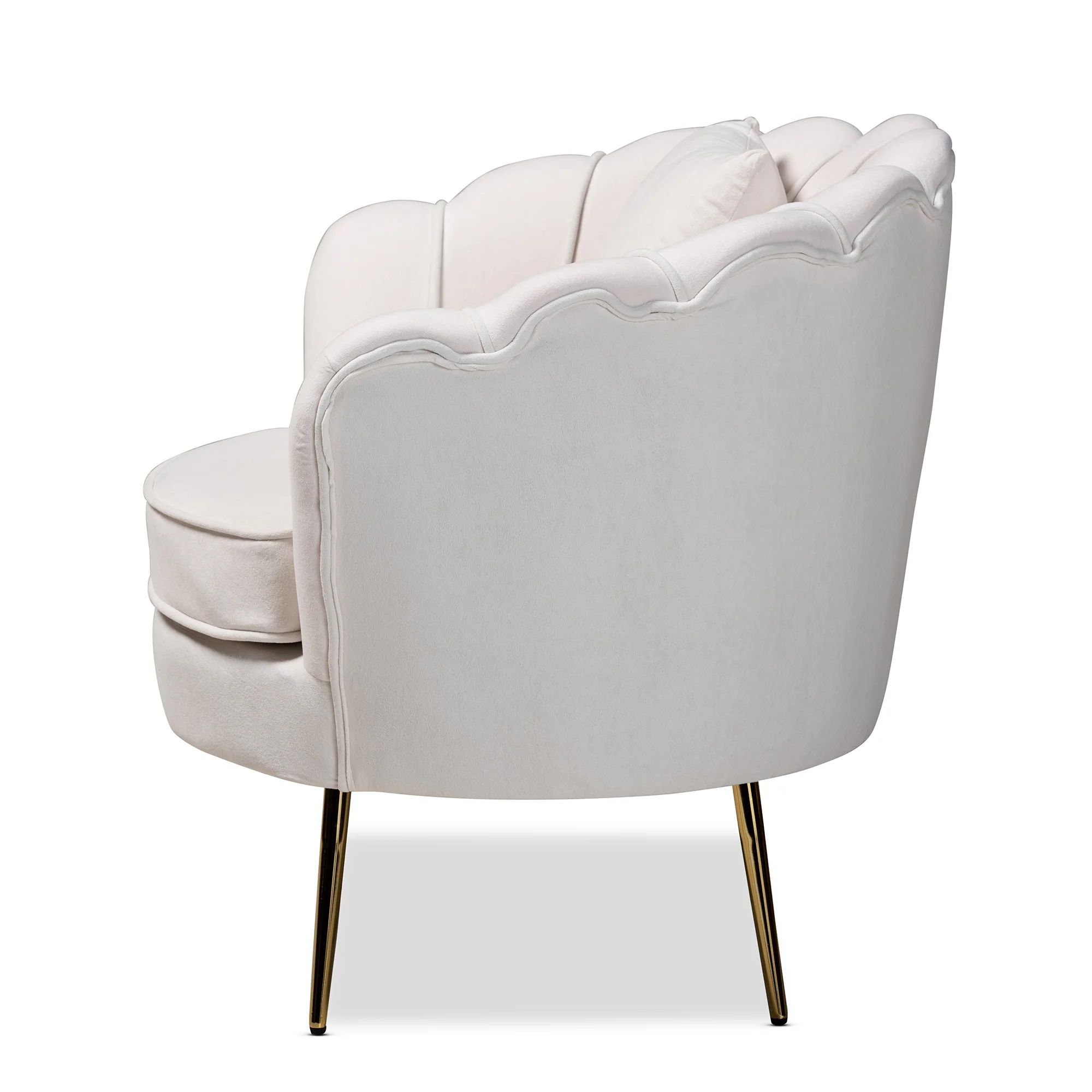 Baxton Studio Garson Glam and Luxe Beige Velvet Fabric Upholstered and Gold Metal Finished Accent Chair - Image 4
