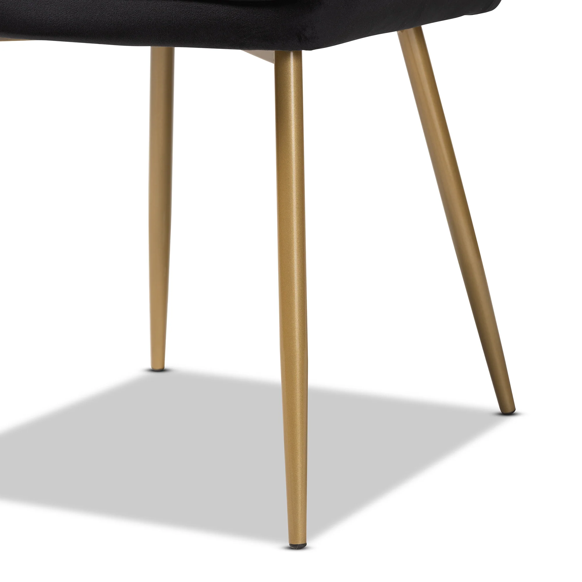 Baxton Studio Gavino Modern Luxe and Glam Black Velvet Fabric Upholstered and Gold Finished Metal 2-Piece Dining Chair Set - Image 6