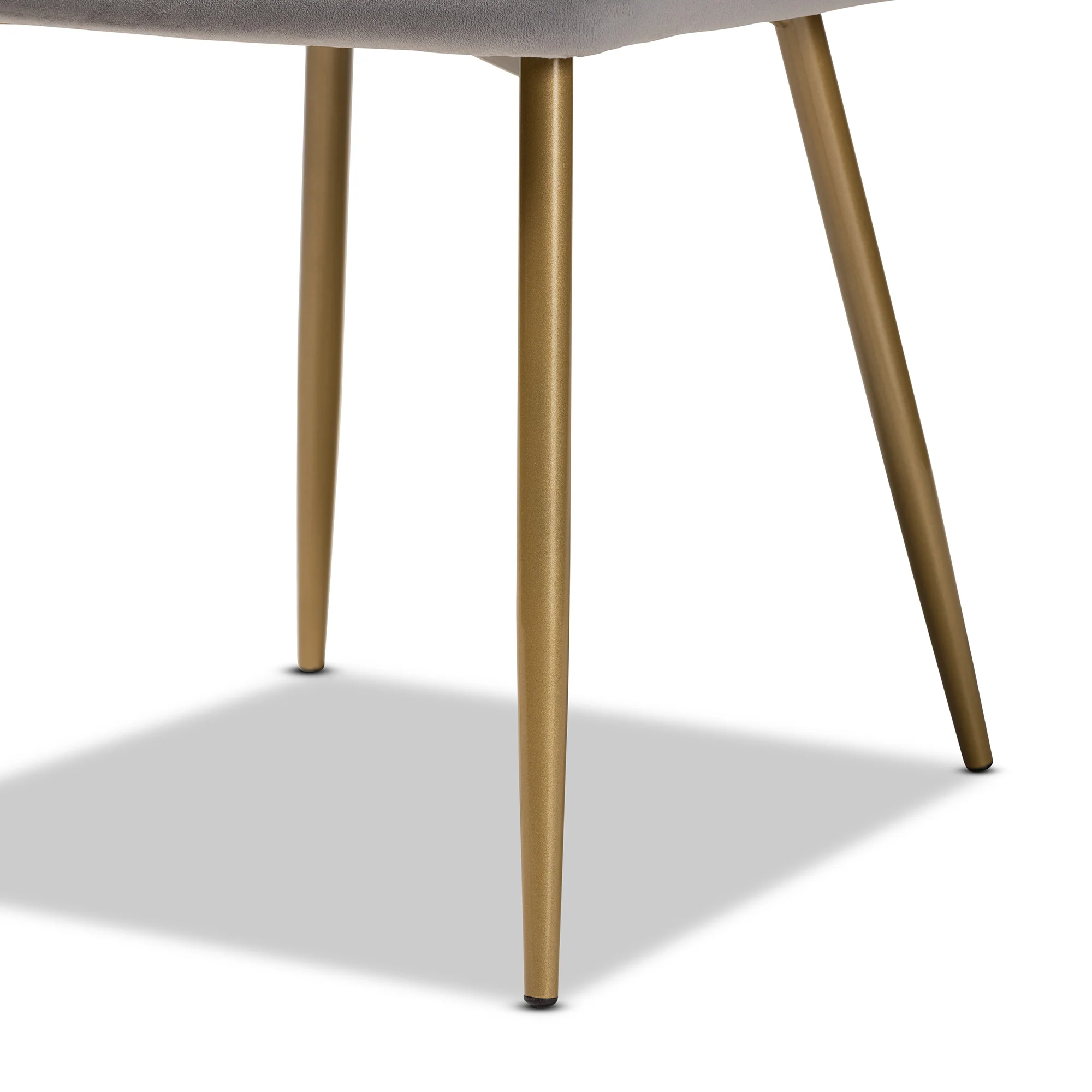 Baxton Studio Gavino Modern Luxe and Glam Grey Velvet Fabric Upholstered and Gold Finished Metal 2-Piece Dining Chair Set - Image 6