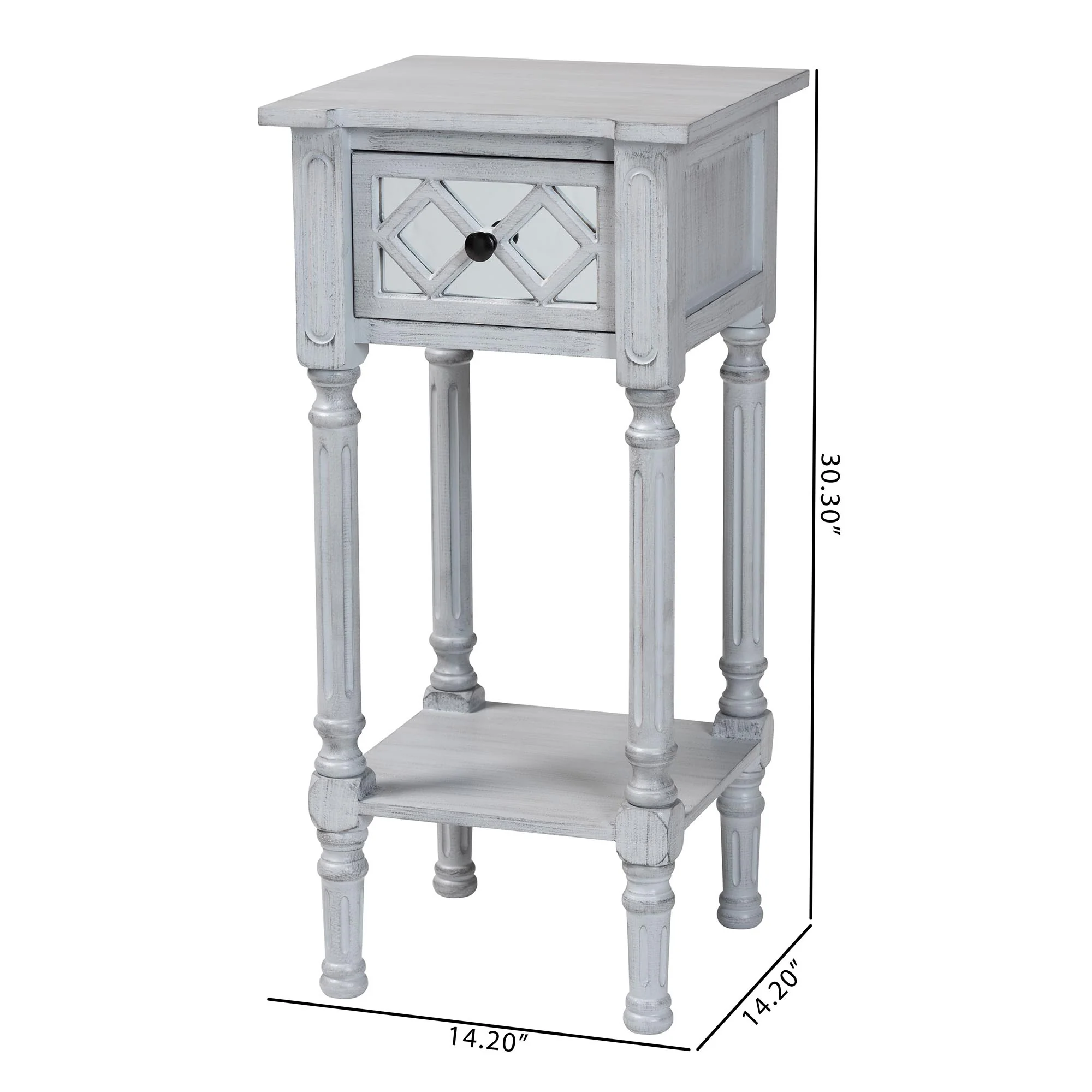 Baxton Studio Gellert Classic and Traditional Grey Finished Wood 1-Drawer End Table - Image 10
