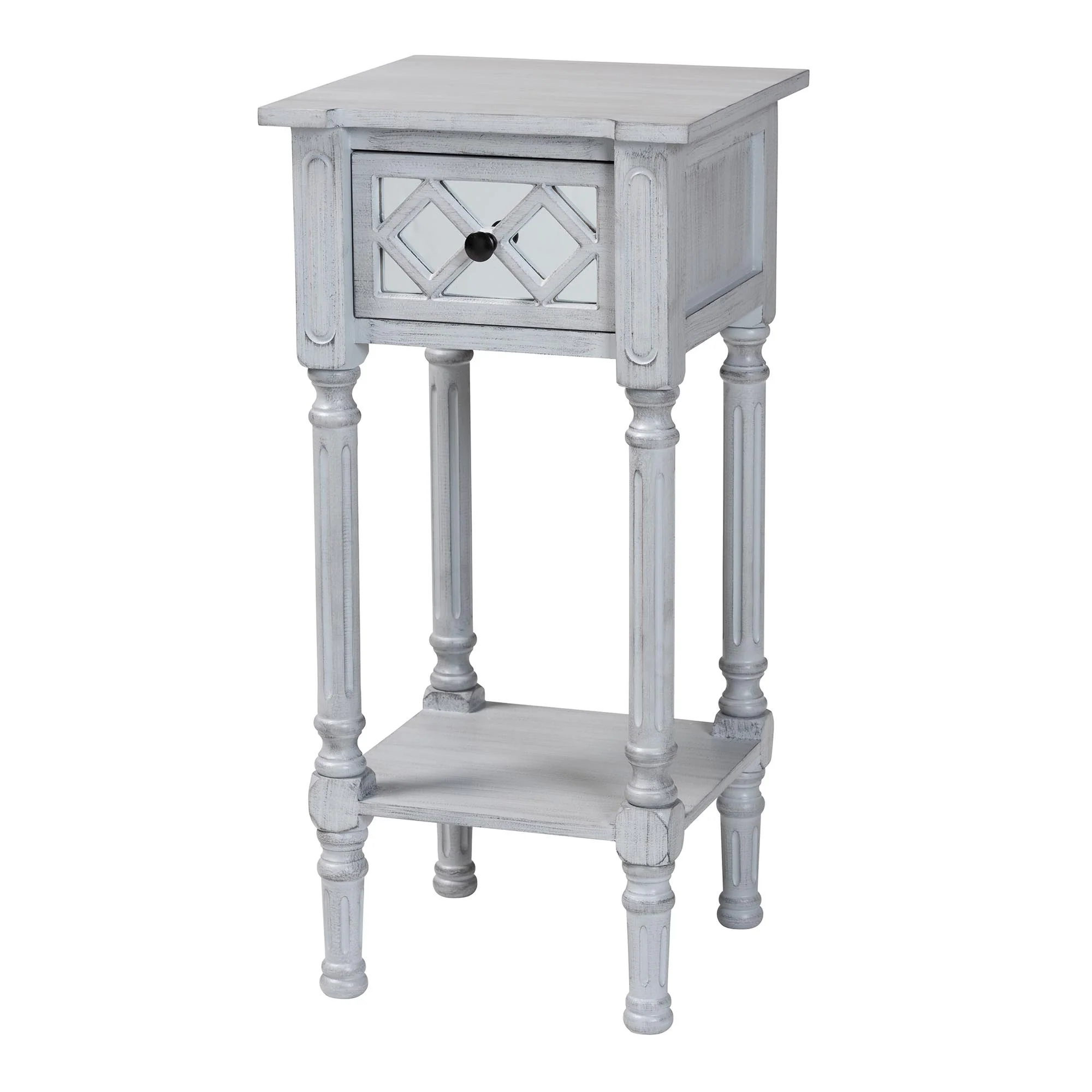 Baxton Studio Gellert Classic and Traditional Grey Finished Wood 1-Drawer End Table - Image 2