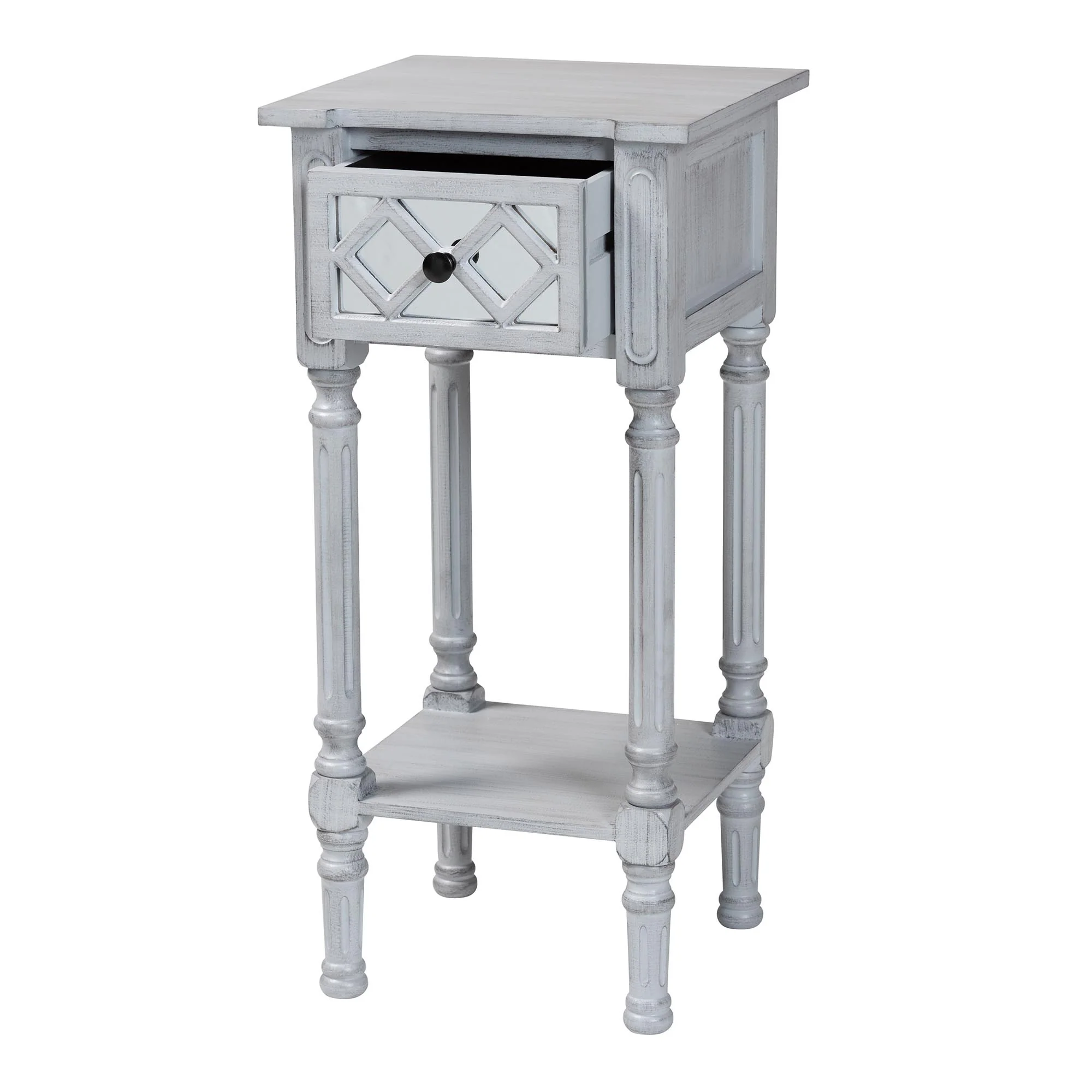 Baxton Studio Gellert Classic and Traditional Grey Finished Wood 1-Drawer End Table - Image 3