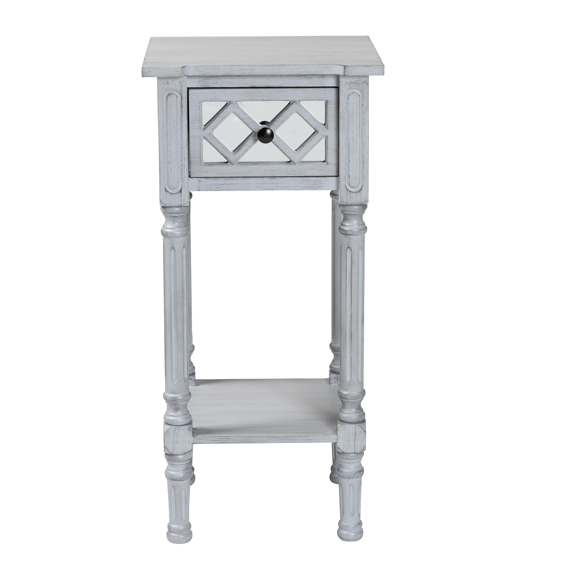 Baxton Studio Gellert Classic and Traditional Grey Finished Wood 1-Drawer End Table - Image 4