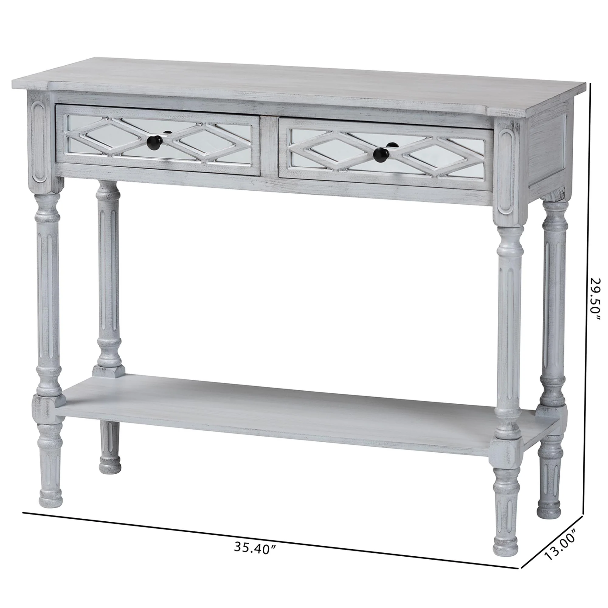 Baxton Studio Gellert Classic and Traditional Grey Finished Wood 2-Drawer Console Table - Image 10