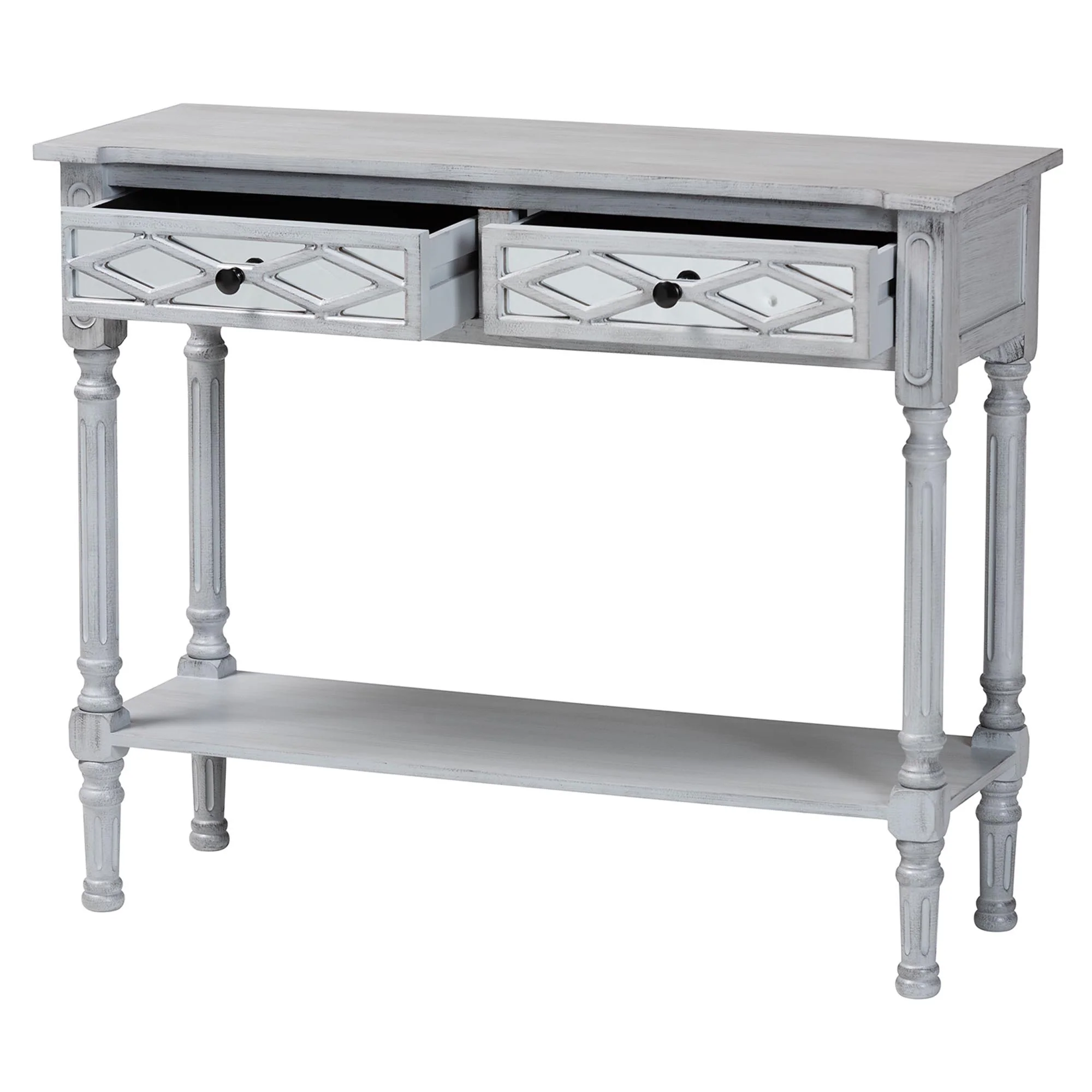 Baxton Studio Gellert Classic and Traditional Grey Finished Wood 2-Drawer Console Table - Image 3