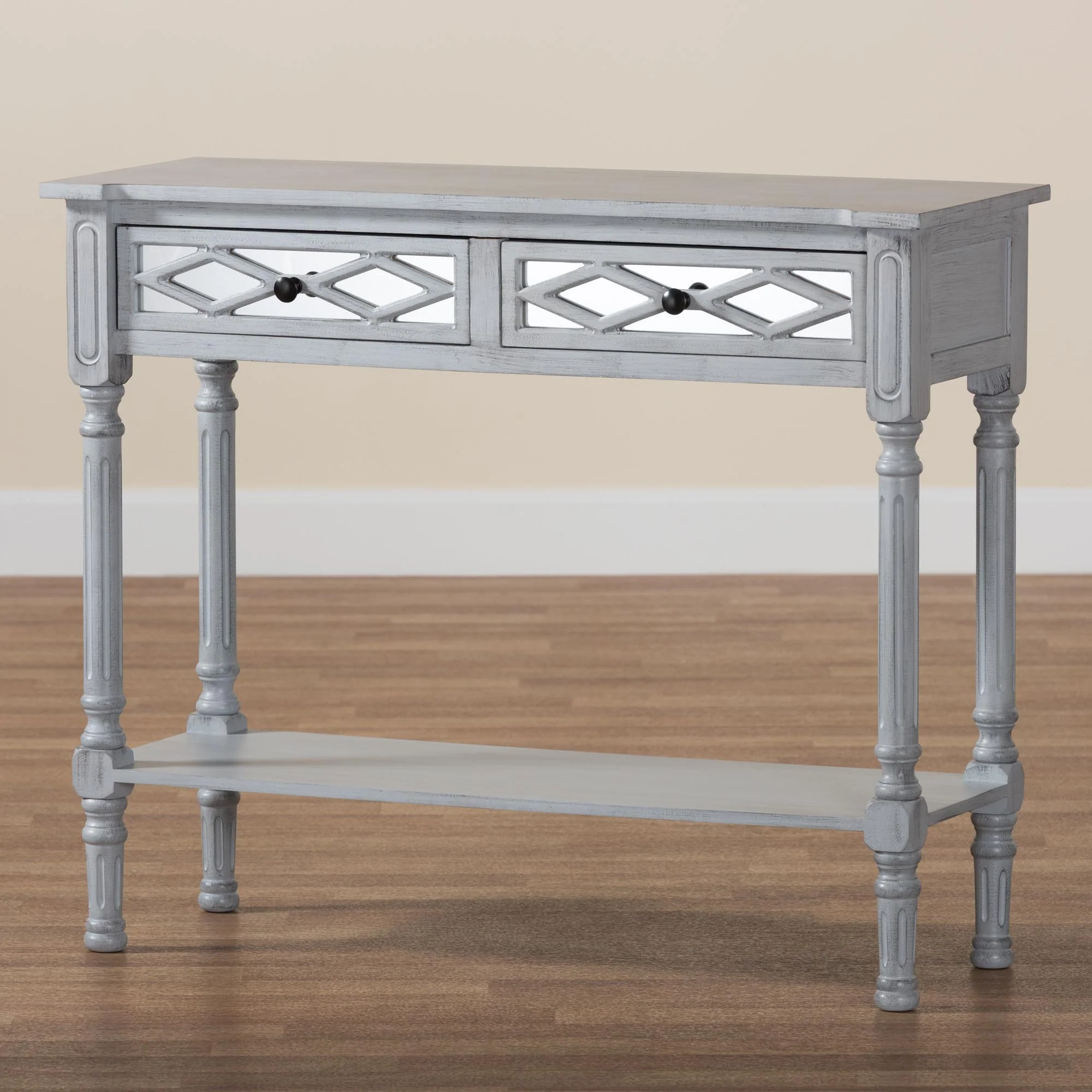 Baxton Studio Gellert Classic and Traditional Grey Finished Wood 2-Drawer Console Table - Image 9