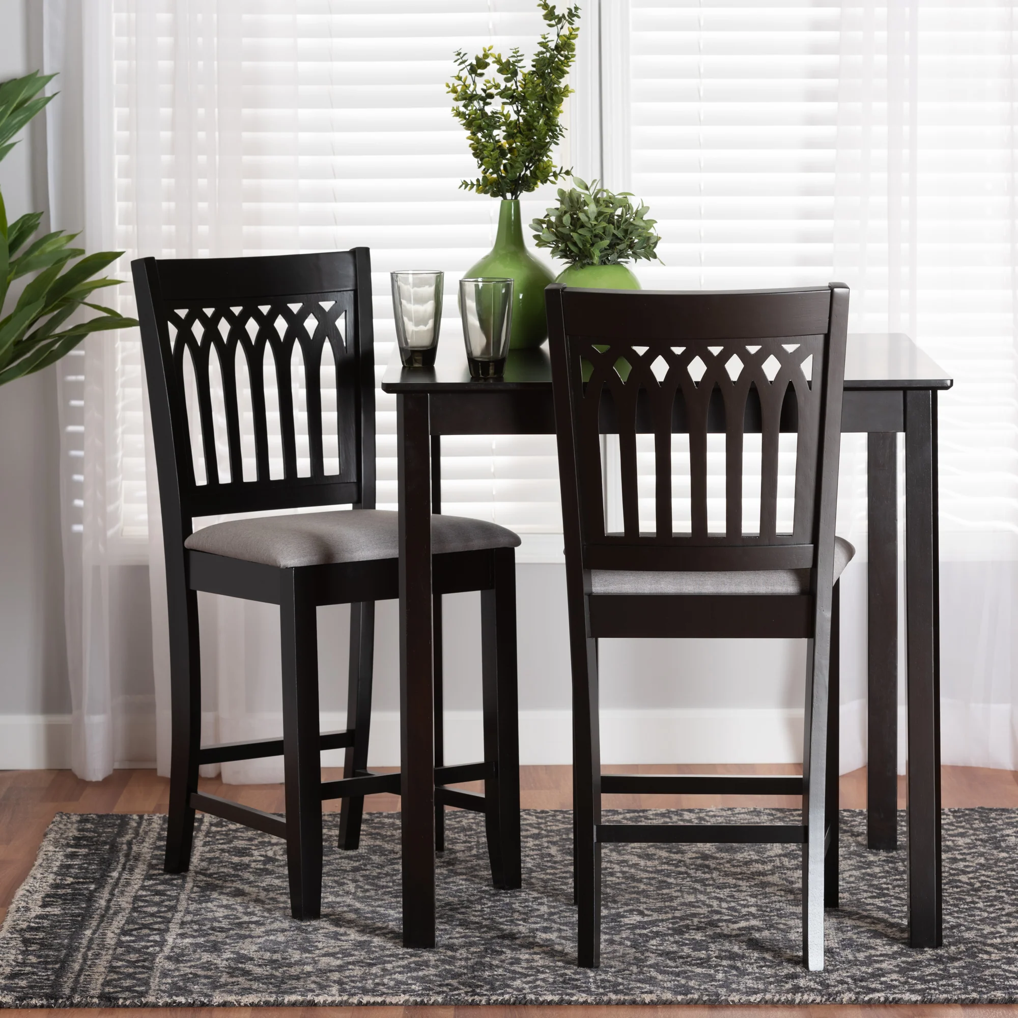 Baxton Studio Genesis Modern Beige Fabric and Dark Brown Finished Wood 2-Piece Counter Stool Set - Image 10
