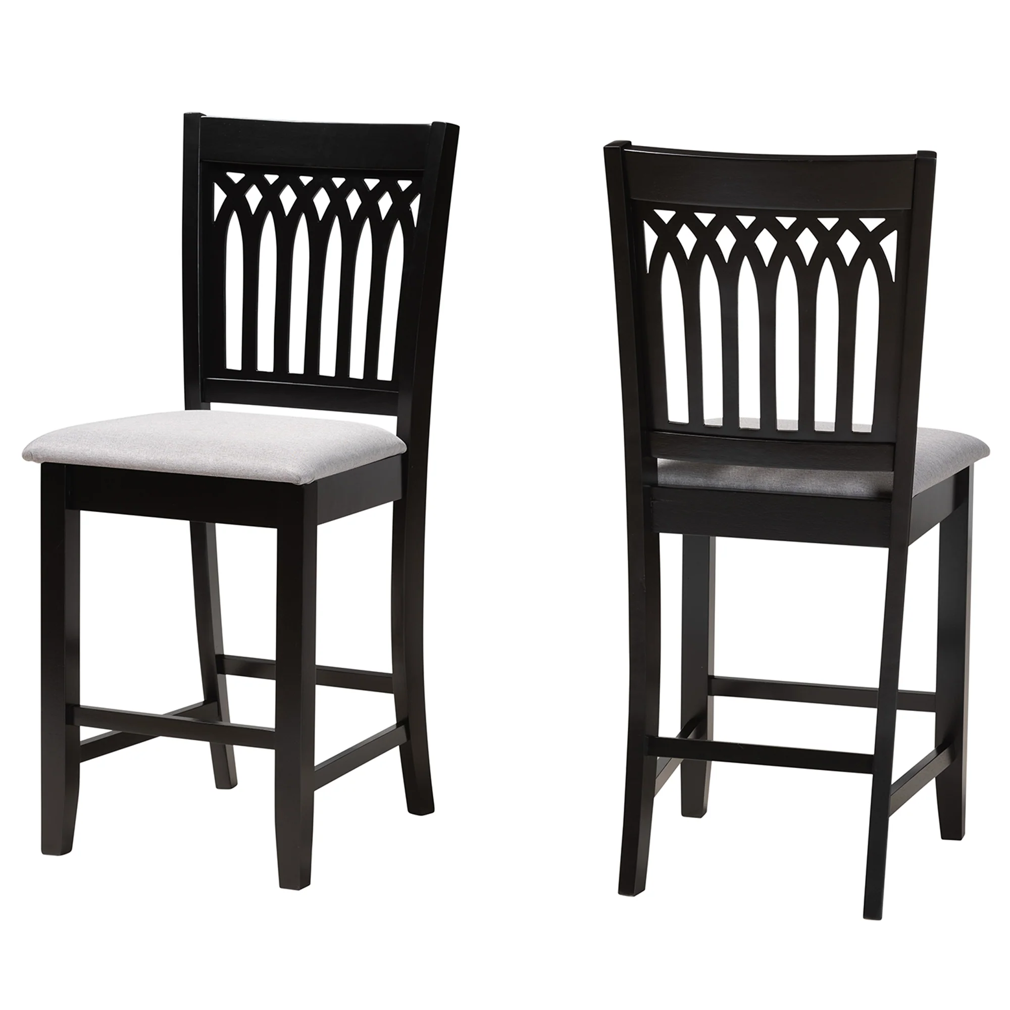 Baxton Studio Genesis Modern Beige Fabric and Dark Brown Finished Wood 2-Piece Counter Stool Set - Image 11