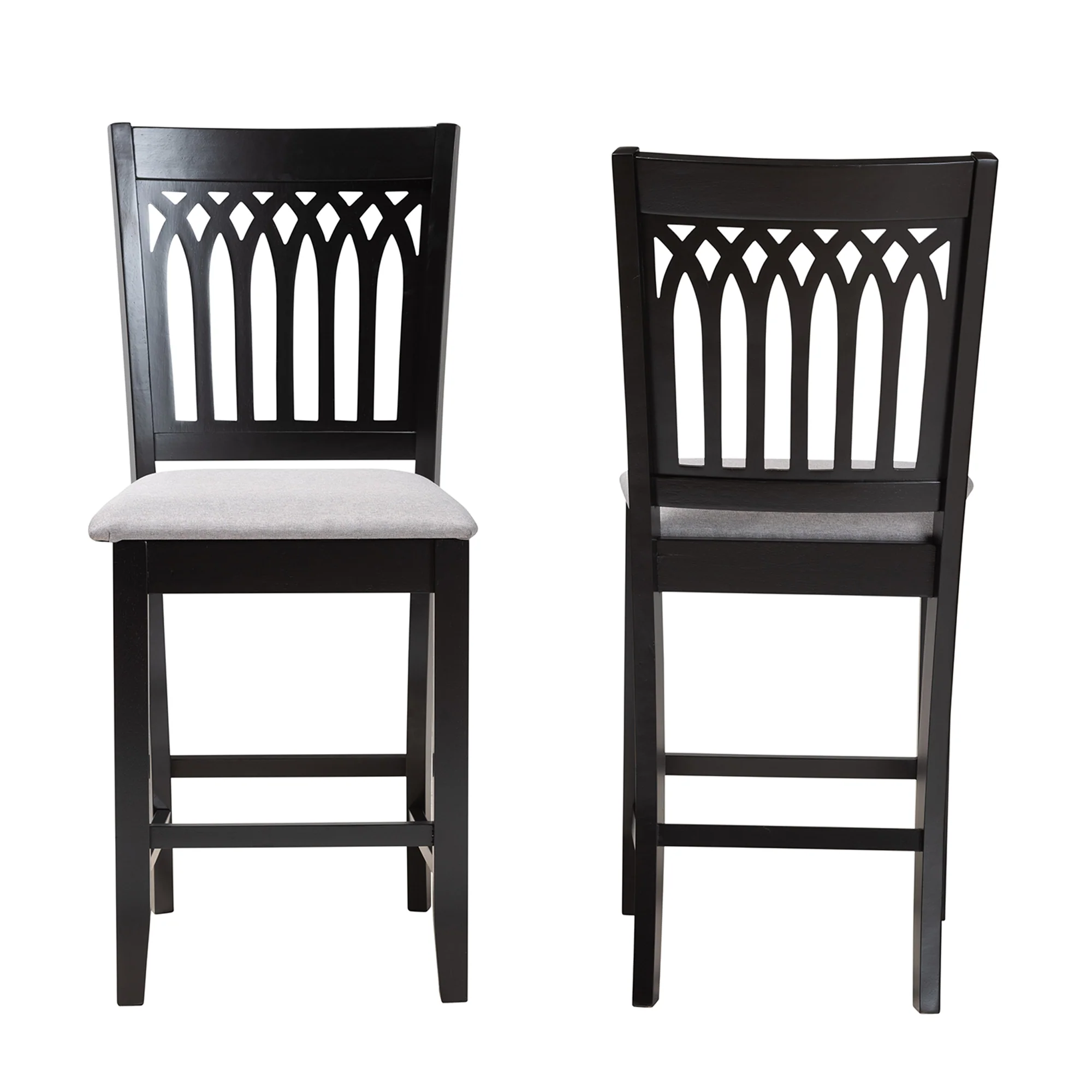 Baxton Studio Genesis Modern Beige Fabric and Dark Brown Finished Wood 2-Piece Counter Stool Set - Image 12