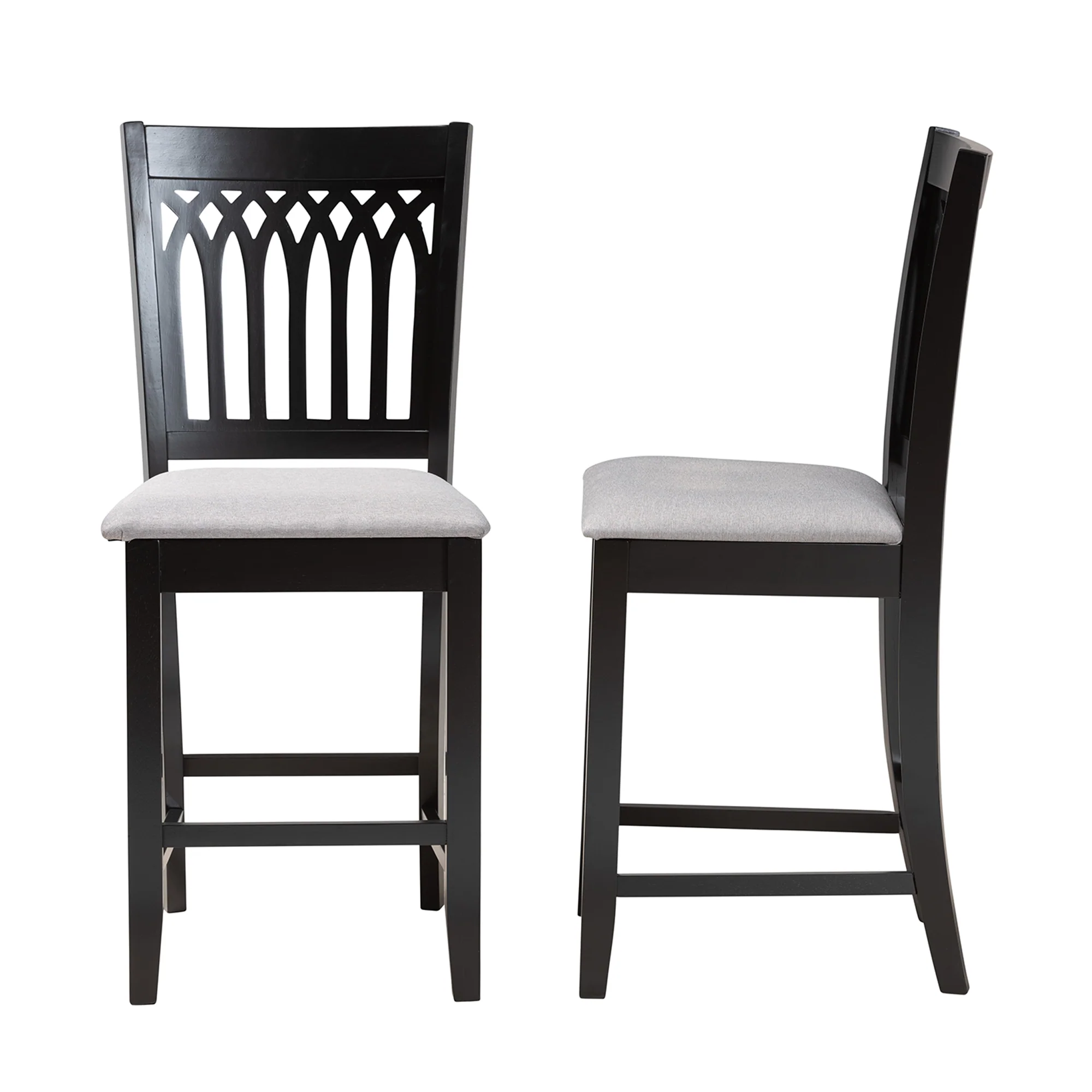 Baxton Studio Genesis Modern Beige Fabric and Dark Brown Finished Wood 2-Piece Counter Stool Set - Image 13