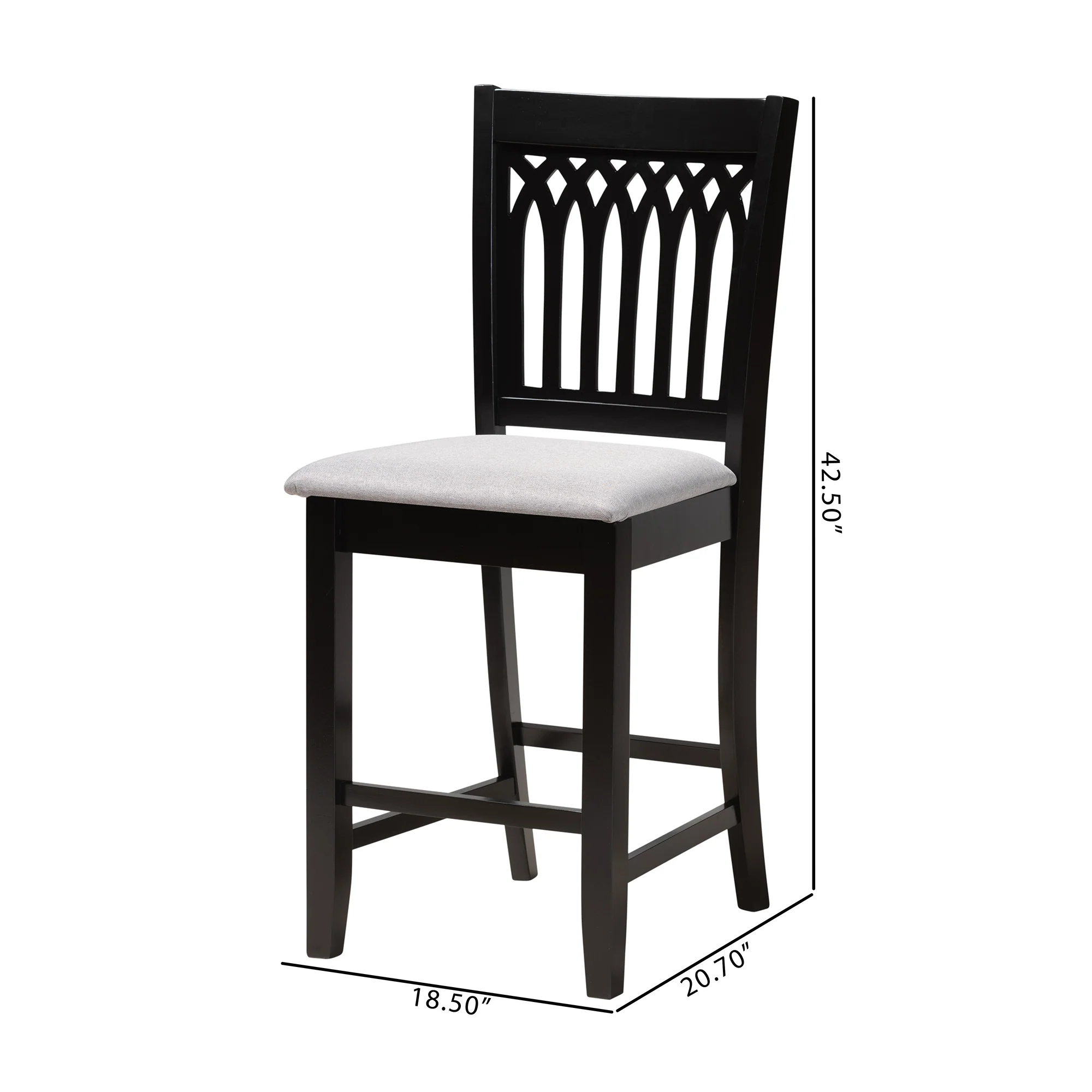 Baxton Studio Genesis Modern Beige Fabric and Dark Brown Finished Wood 2-Piece Counter Stool Set - Image 17