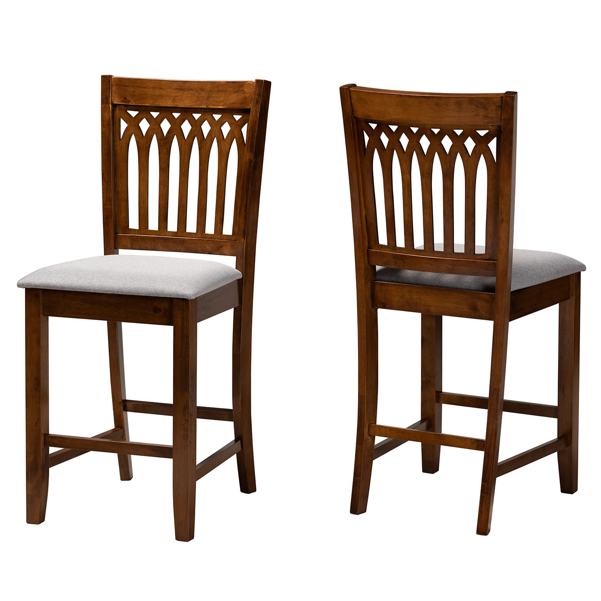 Baxton Studio Genesis Modern Beige Fabric and Dark Brown Finished Wood 2-Piece Counter Stool Set - Image 20