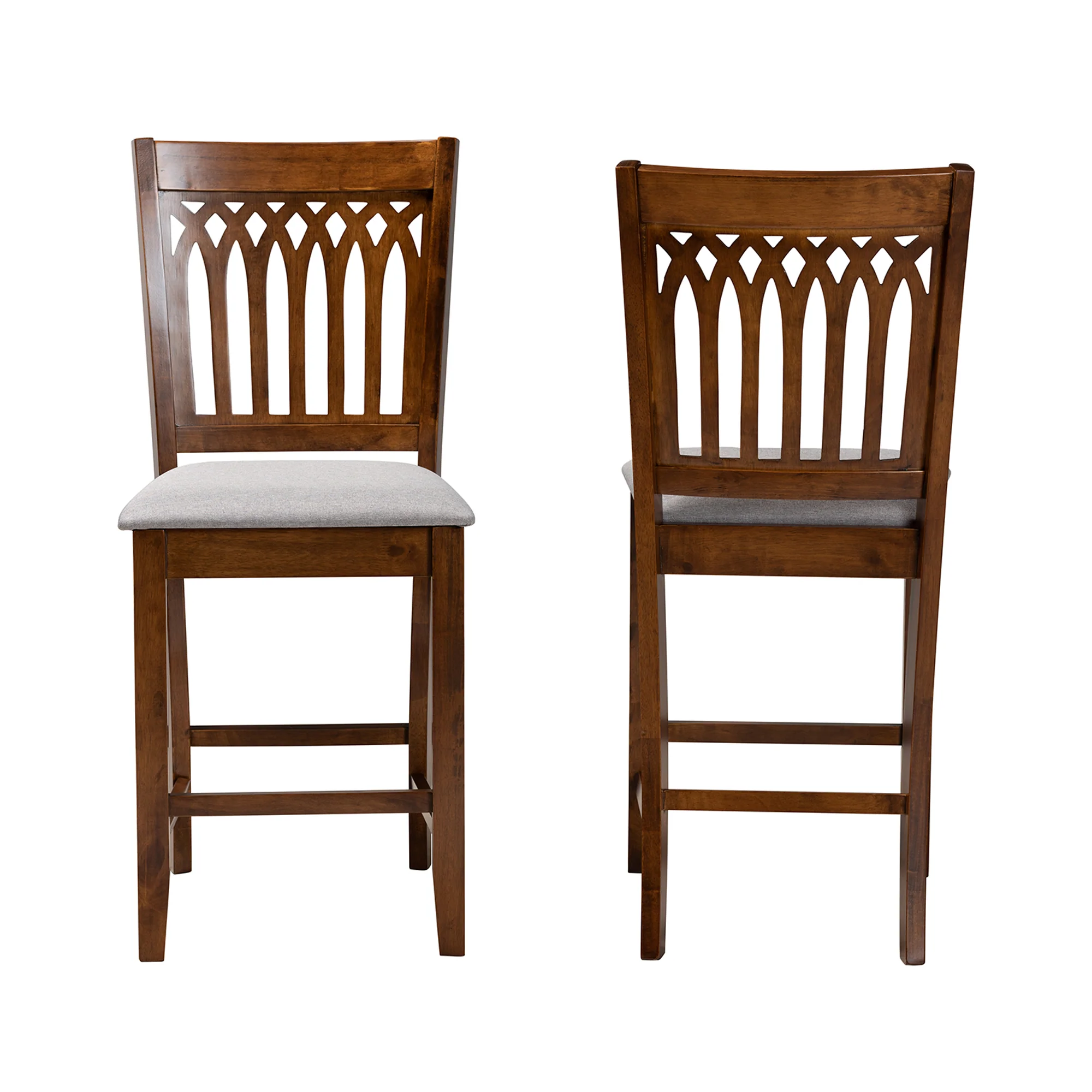 Baxton Studio Genesis Modern Beige Fabric and Dark Brown Finished Wood 2-Piece Counter Stool Set - Image 21
