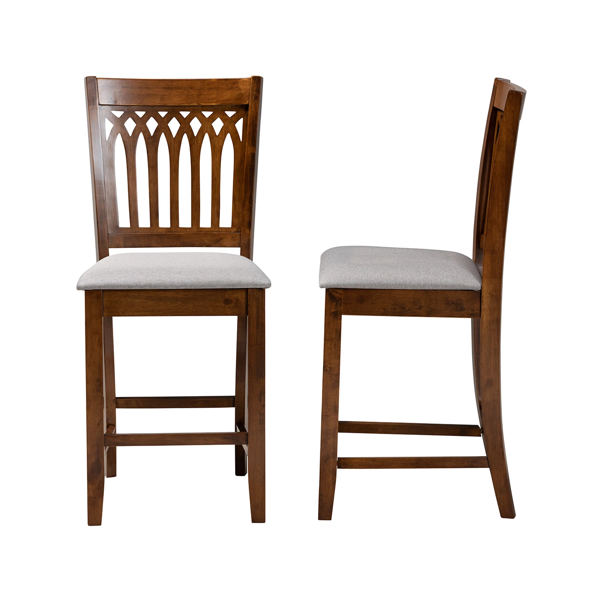 Baxton Studio Genesis Modern Beige Fabric and Dark Brown Finished Wood 2-Piece Counter Stool Set - Image 22