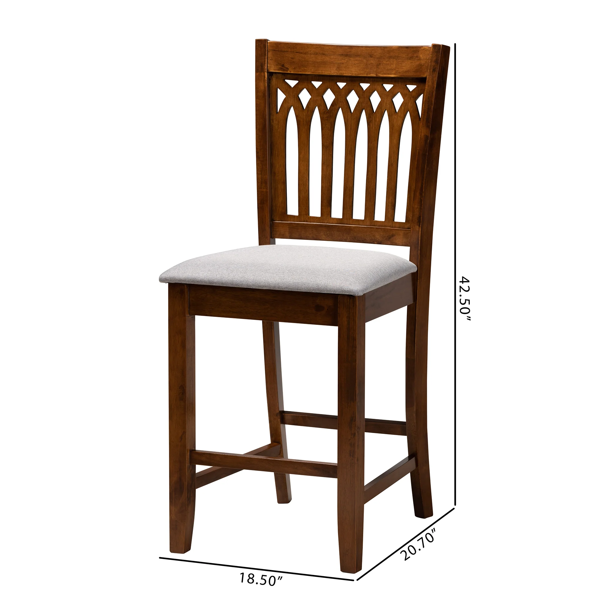 Baxton Studio Genesis Modern Beige Fabric and Dark Brown Finished Wood 2-Piece Counter Stool Set - Image 26