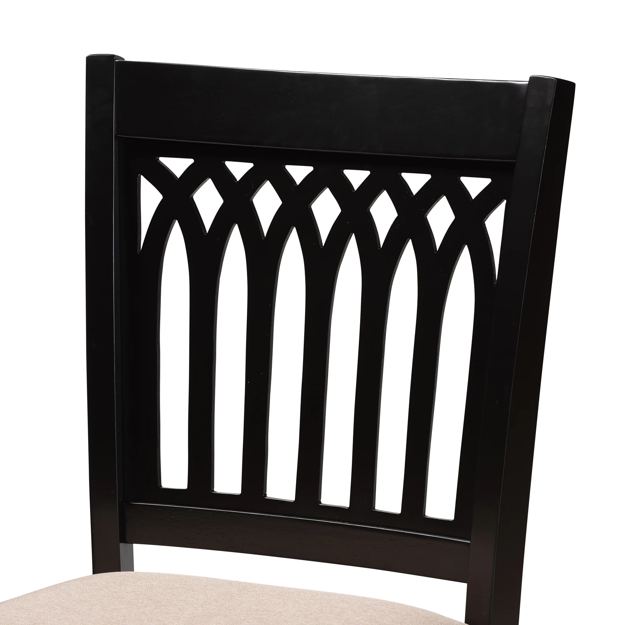 Baxton Studio Genesis Modern Beige Fabric and Dark Brown Finished Wood 2-Piece Counter Stool Set - Image 5