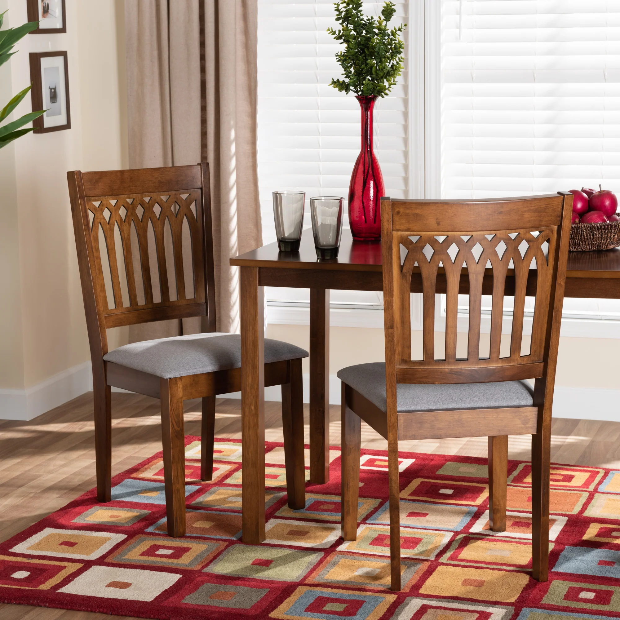 Baxton Studio Genesis Modern Beige Fabric and Dark Brown Finished Wood 2-Piece Dining Chair Set - Image 10