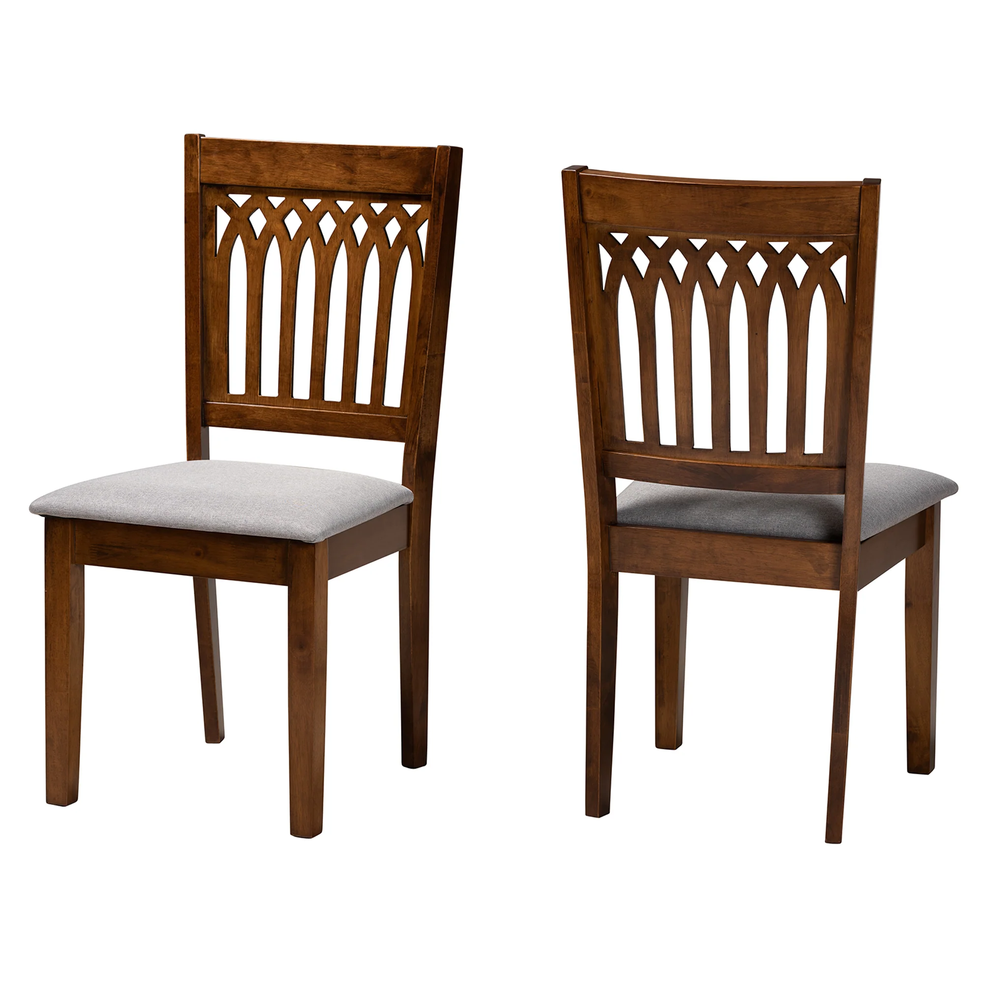 Baxton Studio Genesis Modern Beige Fabric and Dark Brown Finished Wood 2-Piece Dining Chair Set - Image 11