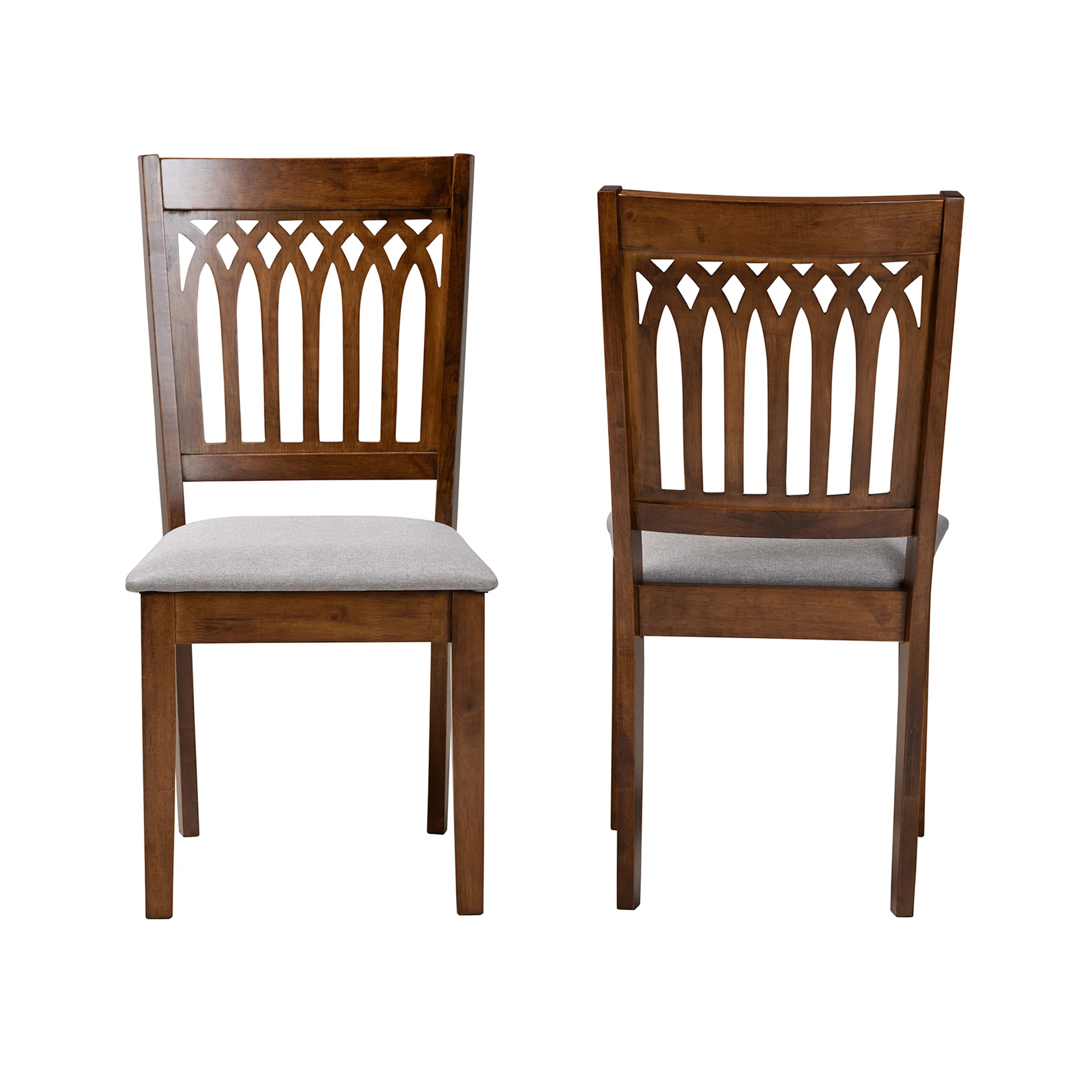 Baxton Studio Genesis Modern Beige Fabric and Dark Brown Finished Wood 2-Piece Dining Chair Set - Image 12