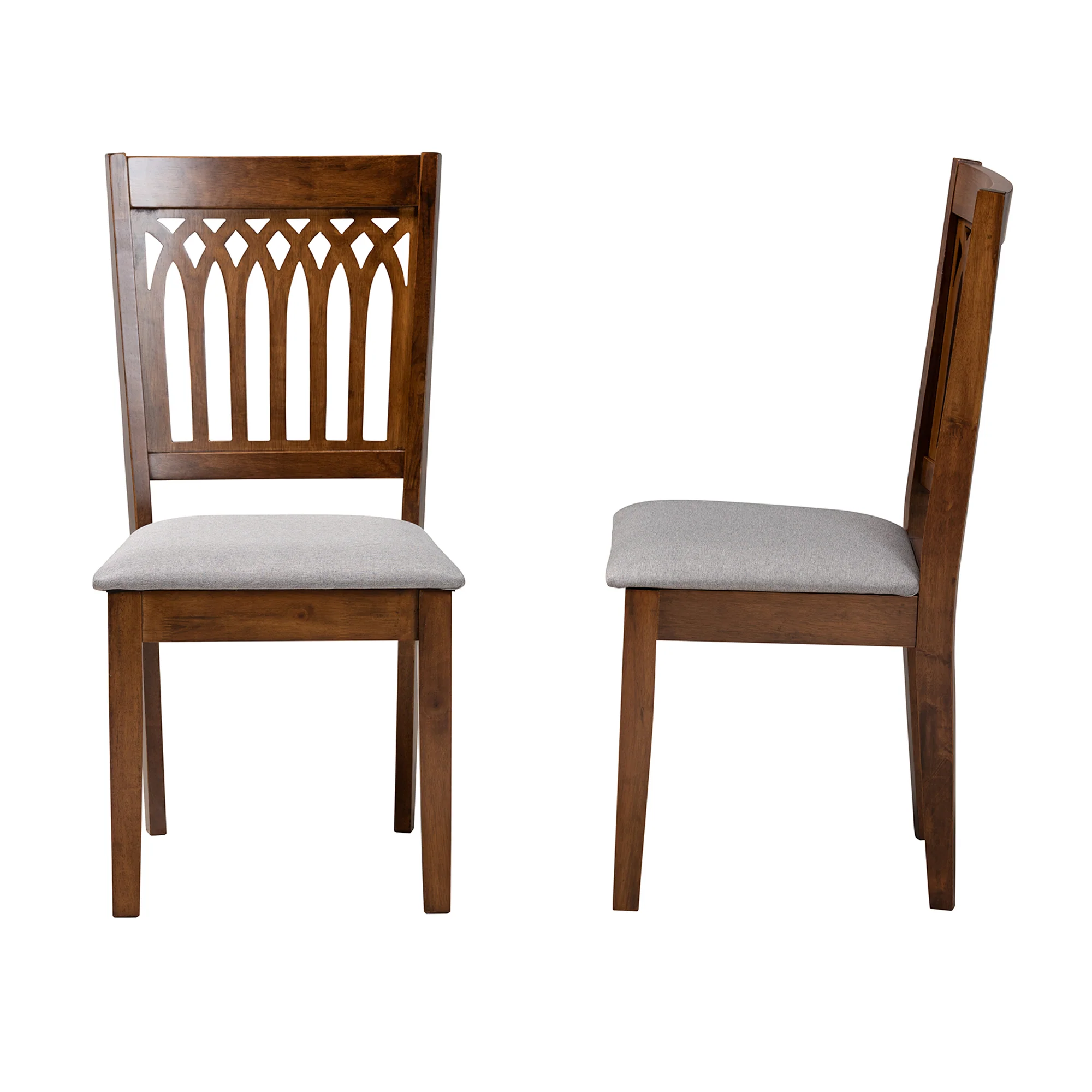 Baxton Studio Genesis Modern Beige Fabric and Dark Brown Finished Wood 2-Piece Dining Chair Set - Image 13