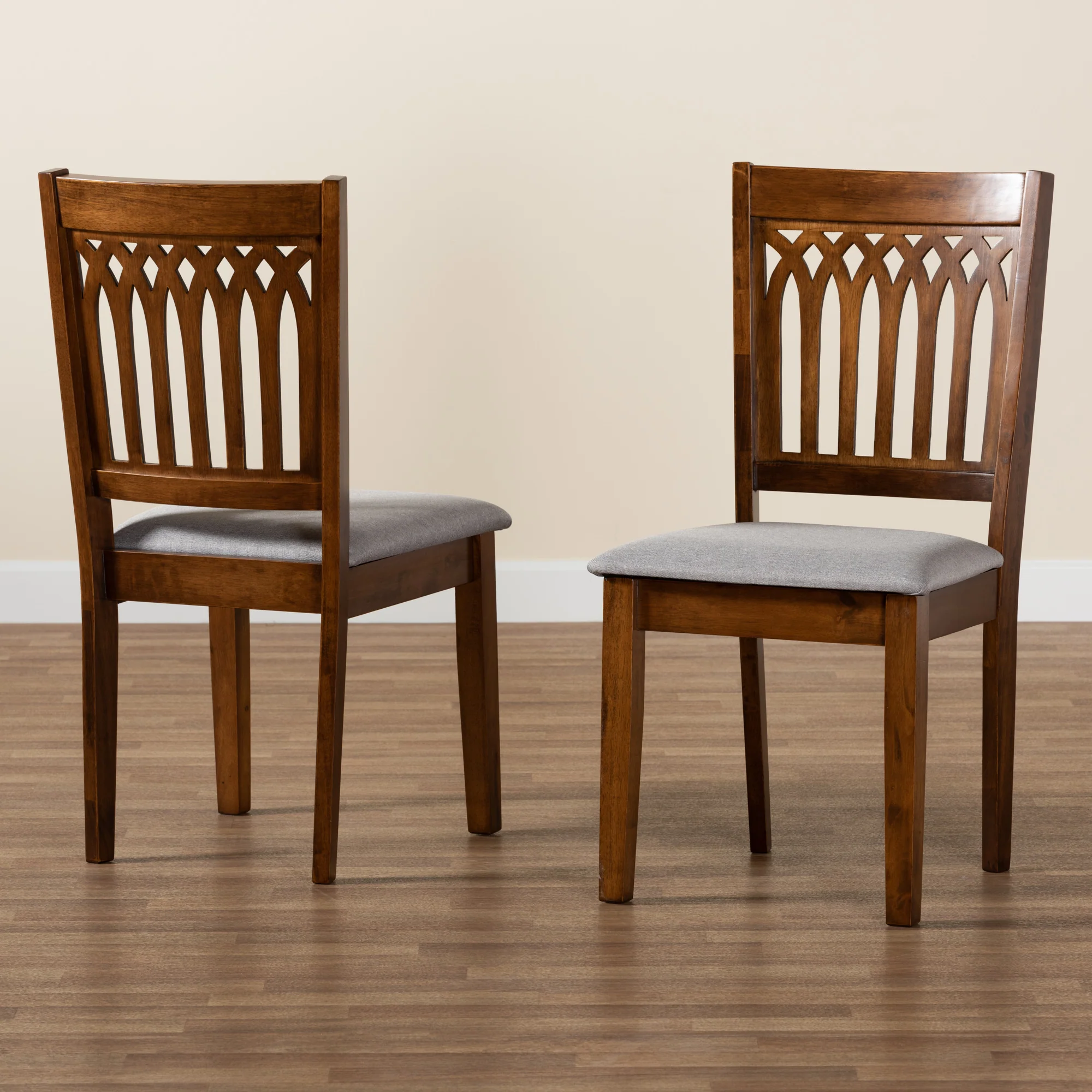 Baxton Studio Genesis Modern Beige Fabric and Dark Brown Finished Wood 2-Piece Dining Chair Set - Image 18