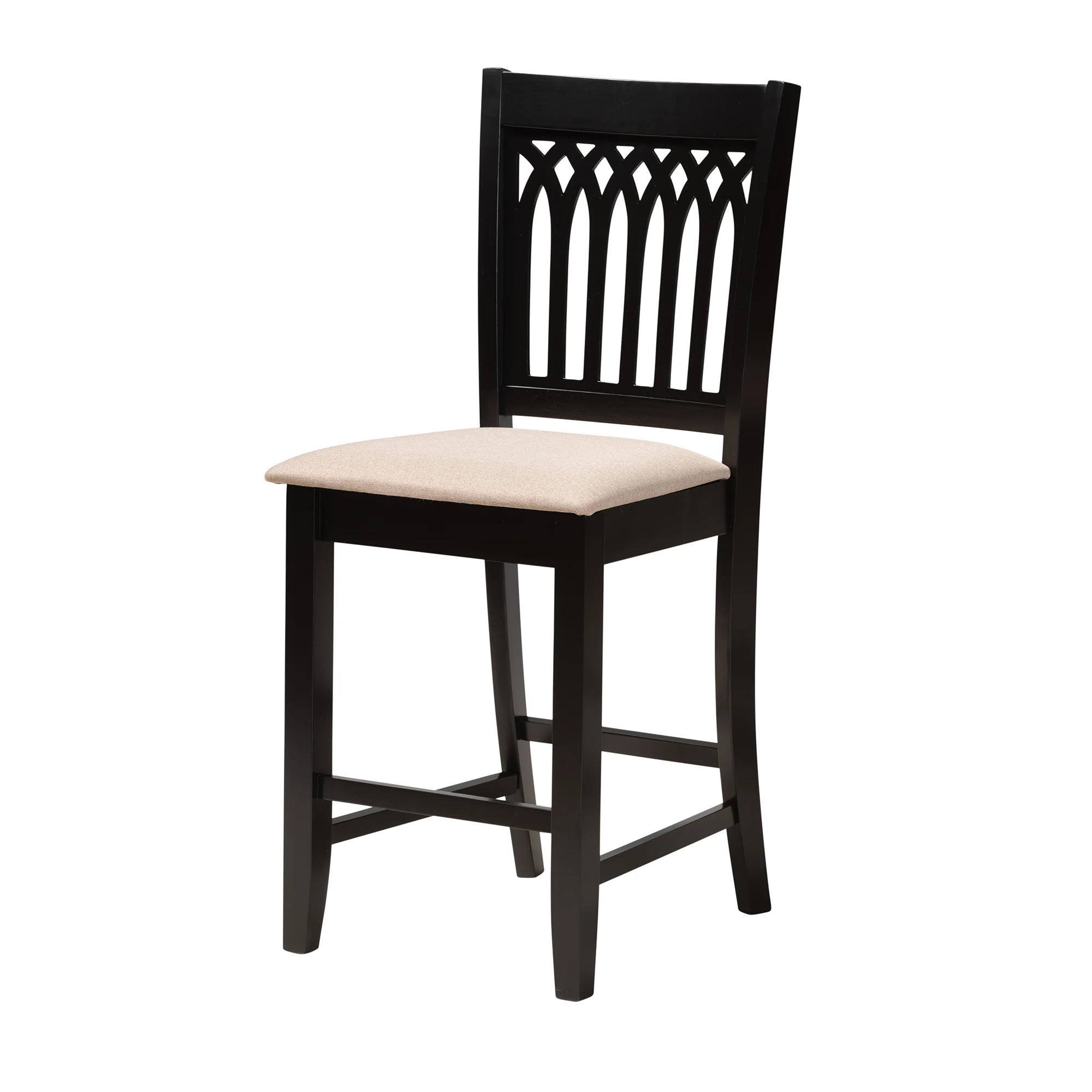 Baxton Studio Genesis Modern Beige Fabric and Dark Brown Finished Wood 5-Piece Pub Set - Image 5