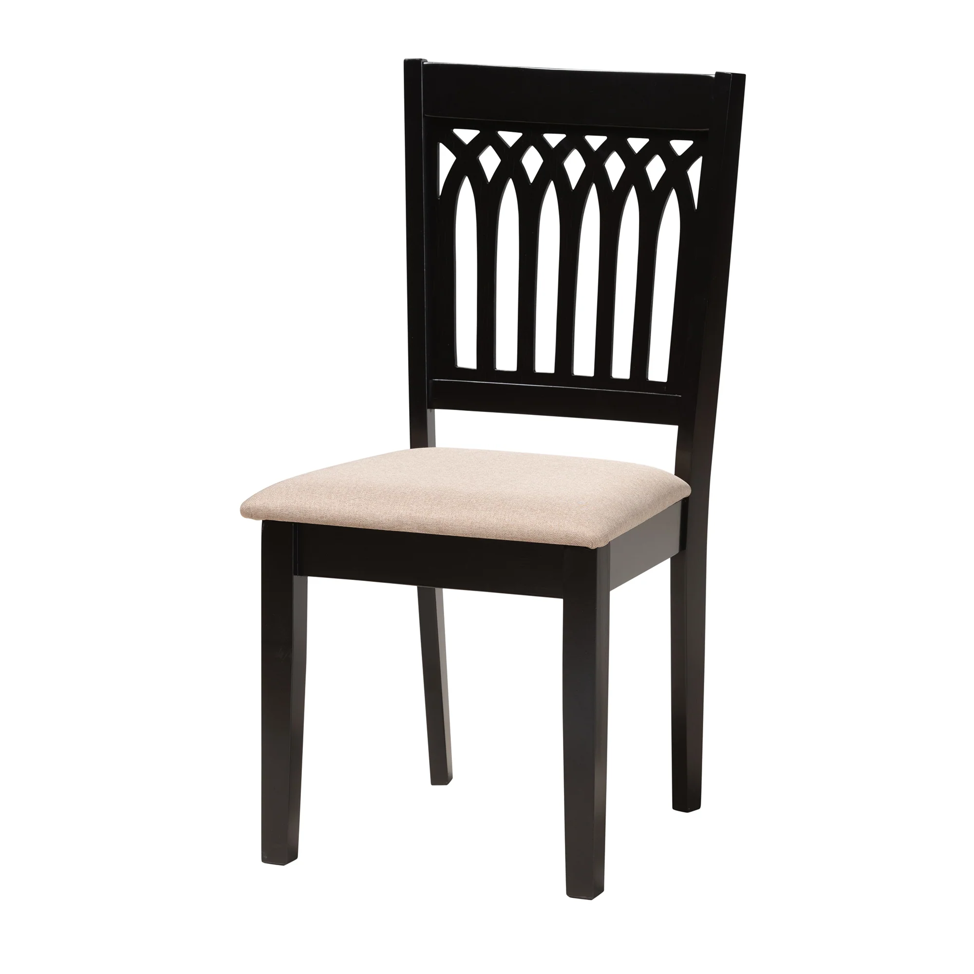 Baxton Studio Genesis Modern Beige Fabric and Dark Brown Finished Wood 6-Piece Dining Set - Image 6