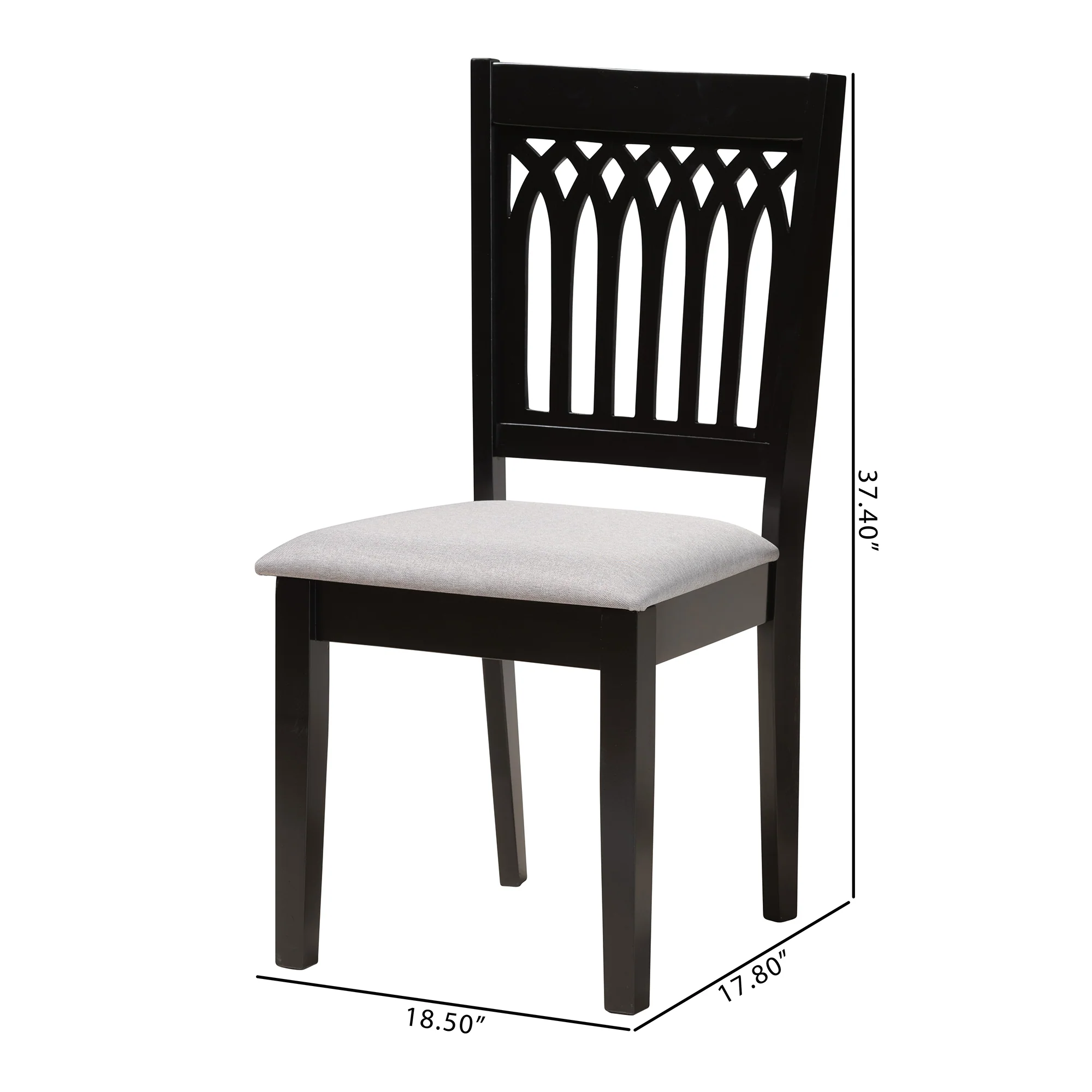 Baxton Studio Genesis Modern Grey Fabric and Dark Brown Finished Wood 2-Piece Dining Chair Set - Image 3