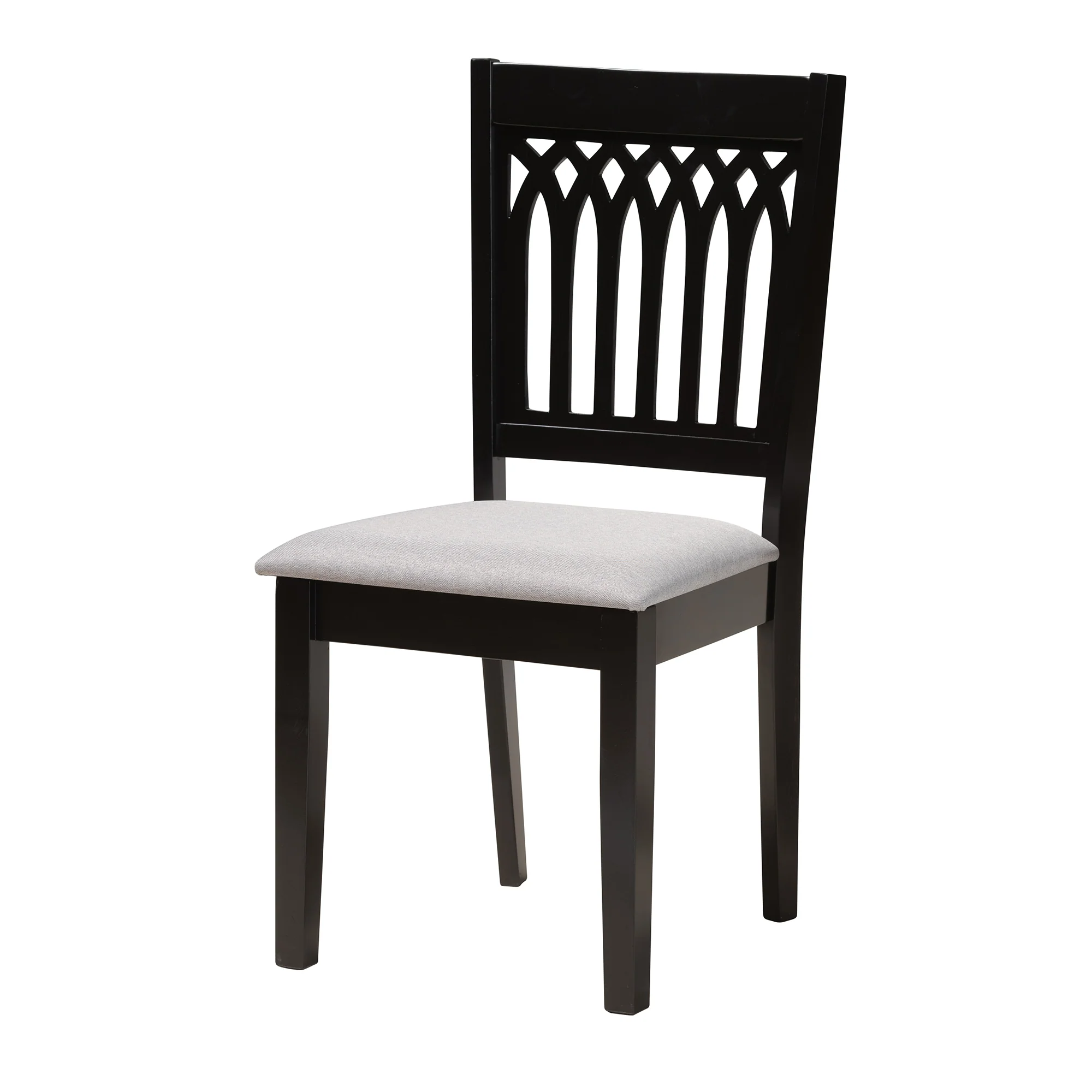 Baxton Studio Genesis Modern Grey Fabric and Dark Brown Finished Wood 5-Piece Dining Set - Image 5