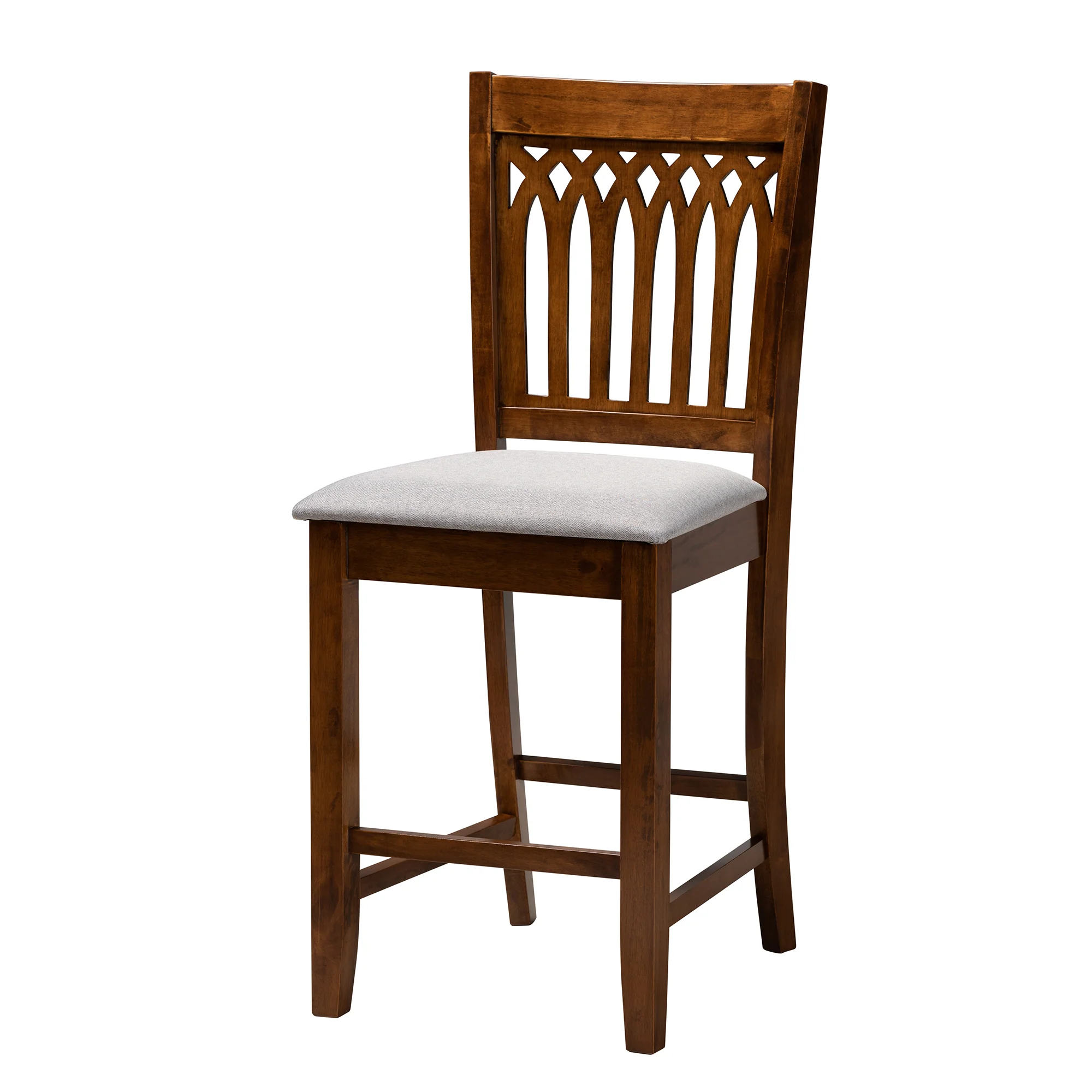 Baxton Studio Genesis Modern Grey Fabric and Walnut Brown Finished Wood 5-Piece Pub Set - Image 5