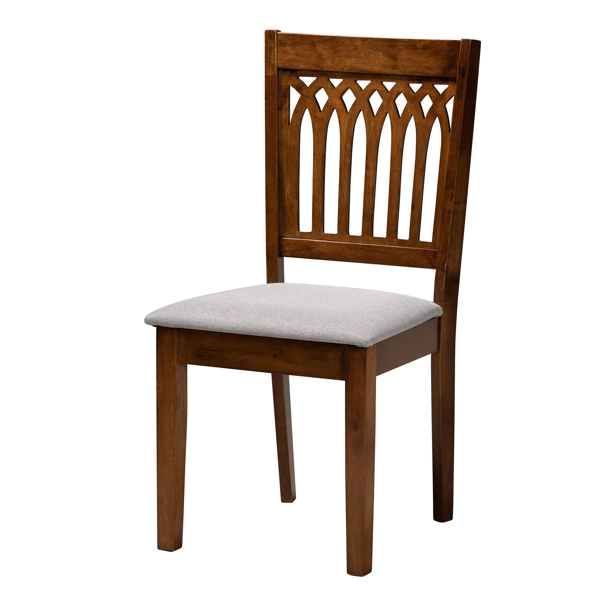 Baxton Studio Genesis Modern Grey Fabric and Walnut Brown Finished Wood 7-Piece Dining Set - Image 5