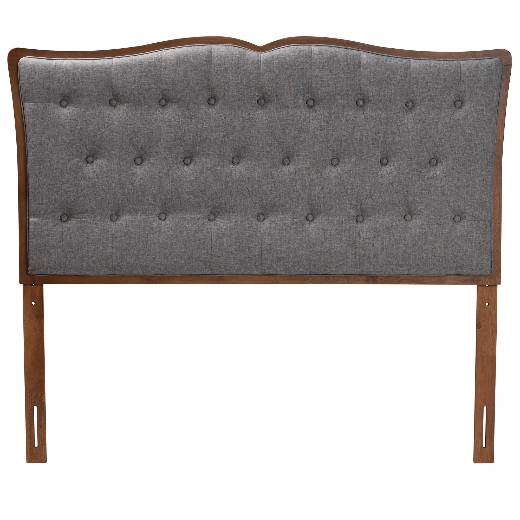 Baxton Studio Georgia Classic and Traditional Grey Fabric and Walnut Brown Finished Wood King Size Headboard - Image 3