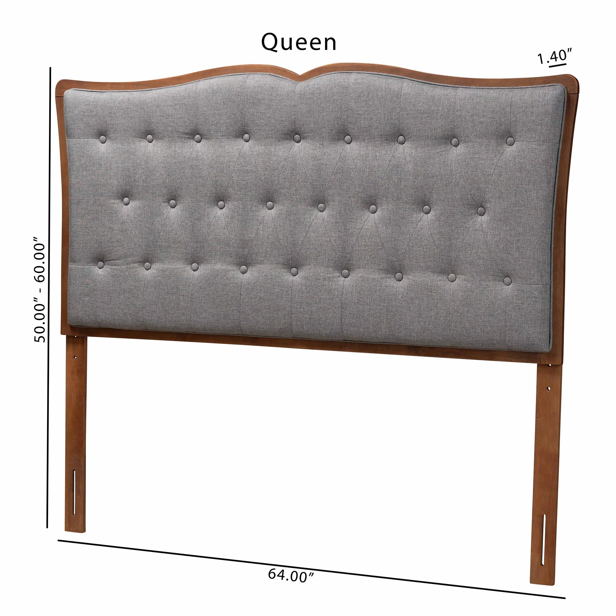 Baxton Studio Georgia Classic and Traditional Grey Fabric and Walnut Brown Finished Wood King Size Headboard - Image 7