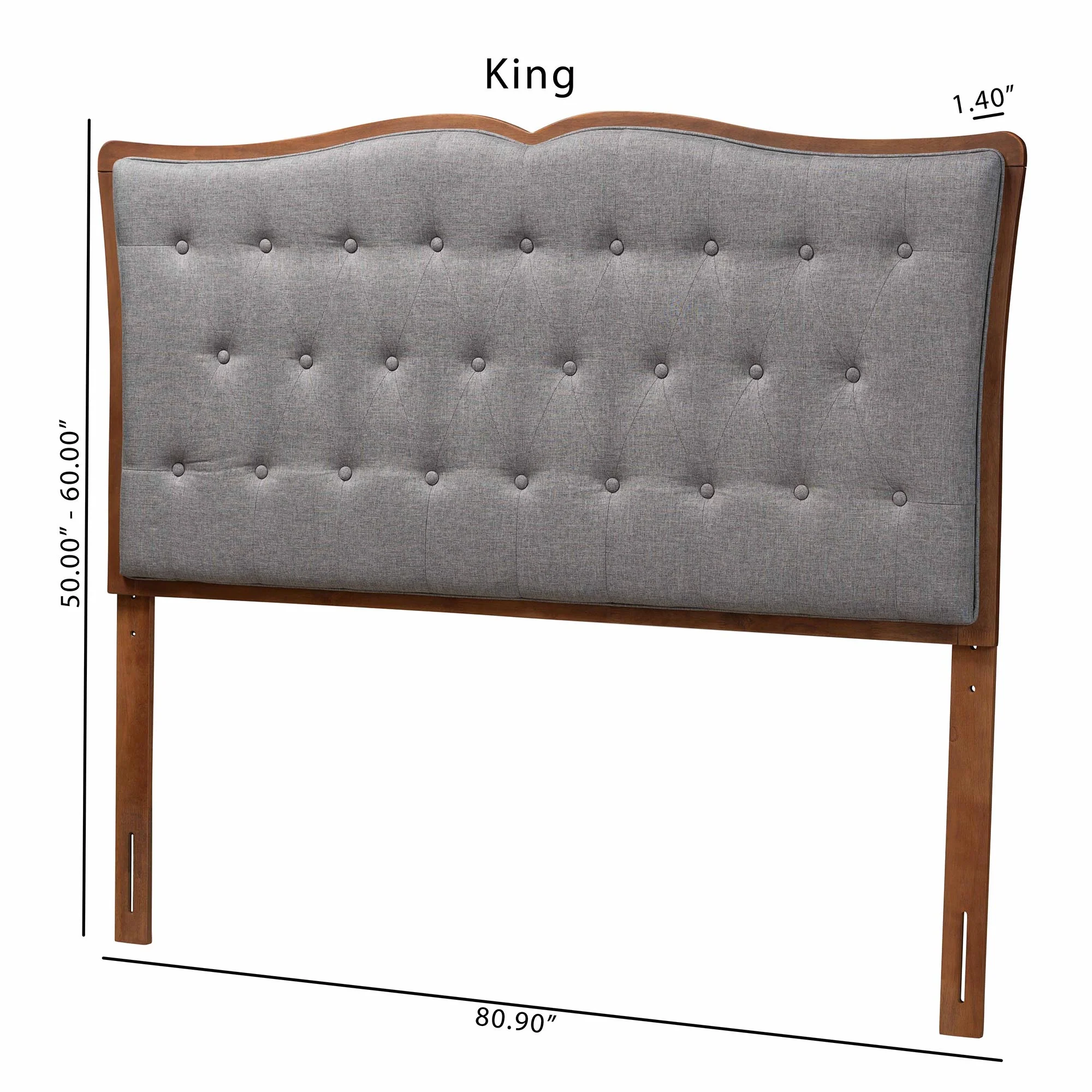 Baxton Studio Georgia Classic and Traditional Grey Fabric and Walnut Brown Finished Wood King Size Headboard - Image 9