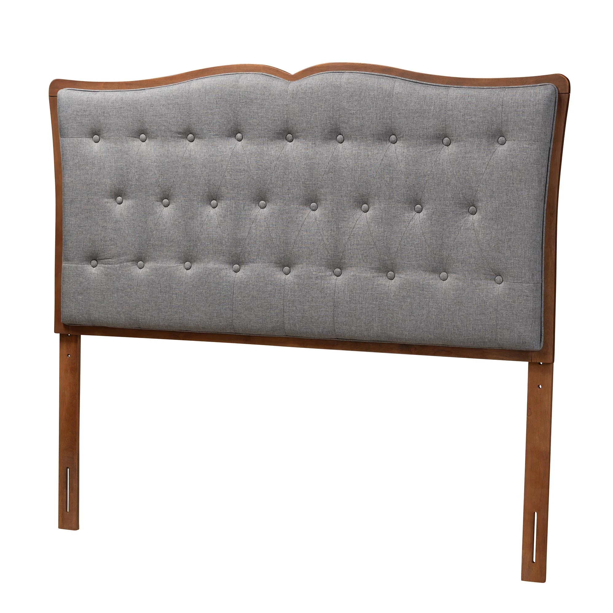 Baxton Studio Georgia Classic and Traditional Grey Fabric and Walnut Brown Finished Wood Queen Size Headboard - Image 2