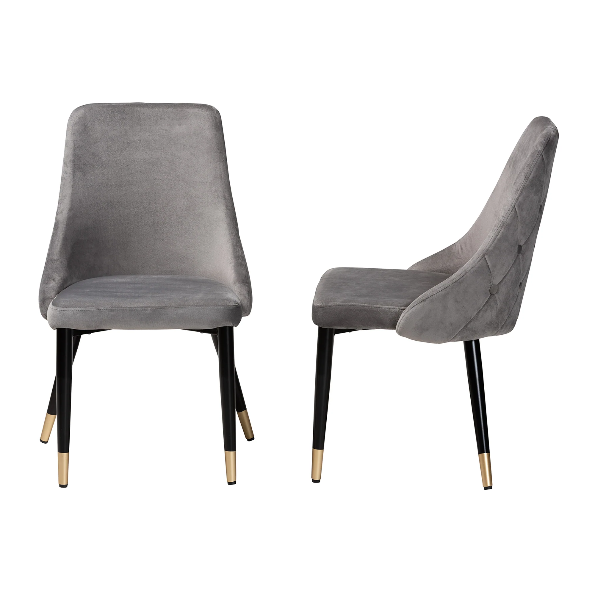 Baxton Studio Giada Contemporary Glam and Luxe Grey Velvet Fabric and Dark Brown Finished Wood 2-Piece Dining Chair Set - Image 6