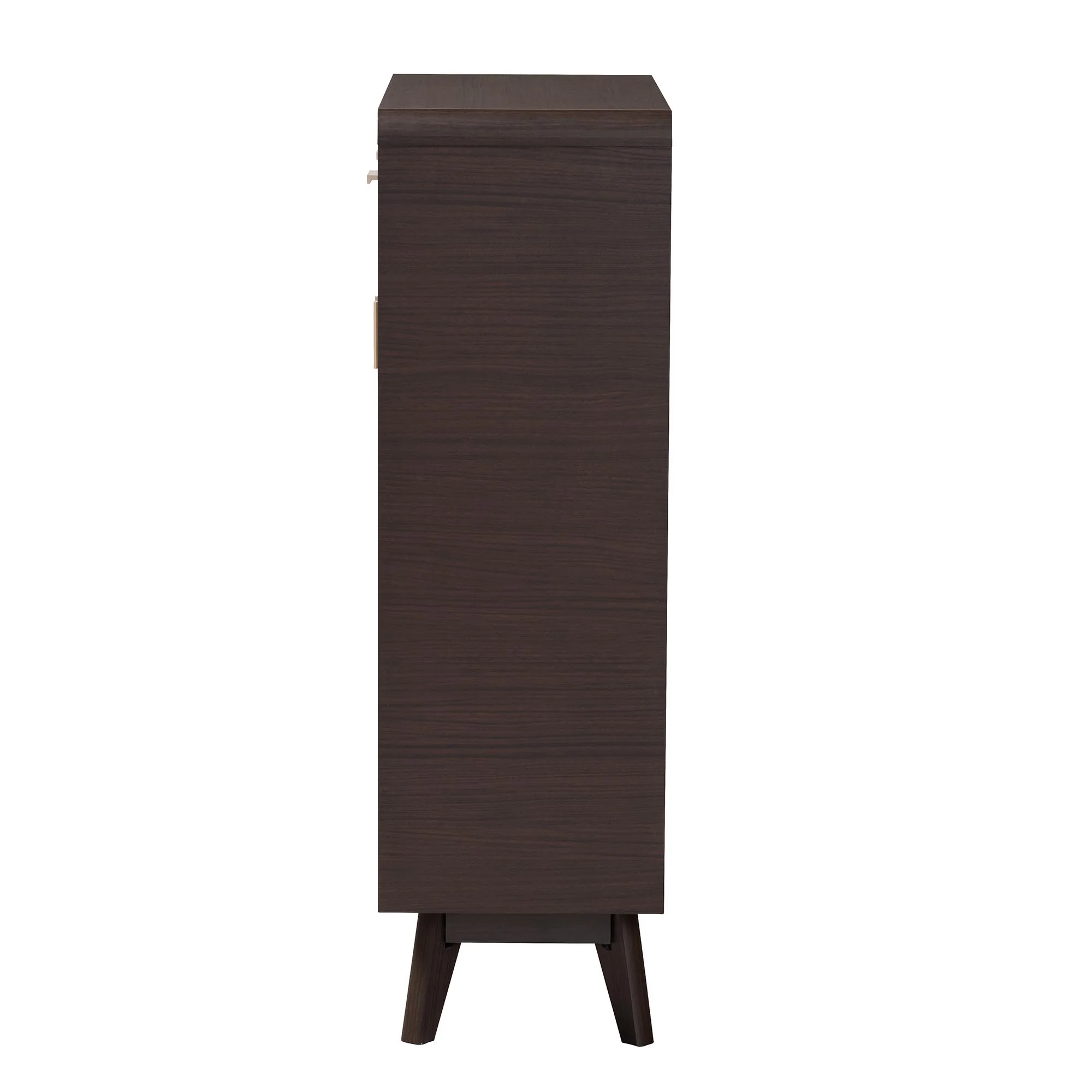 Baxton Studio Giancarlo Mid-Century Modern Espresso Brown Wood 2-Door Shoe Cabinet with Rattan Door - Image 5
