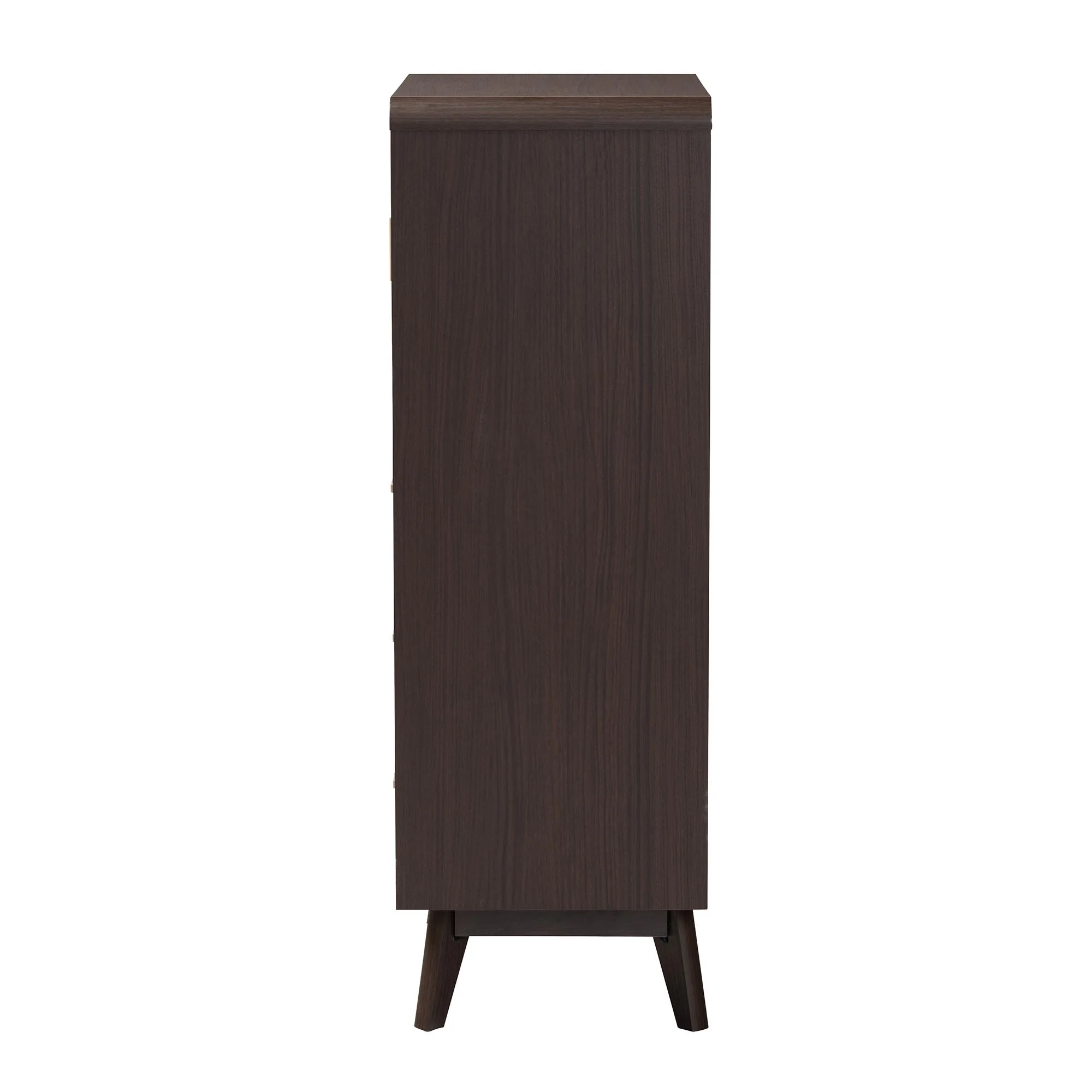 Baxton Studio Giancarlo Mid-Century Modern Espresso Brown Wood 3-Drawer Storage Chest with Rattan door - Image 5