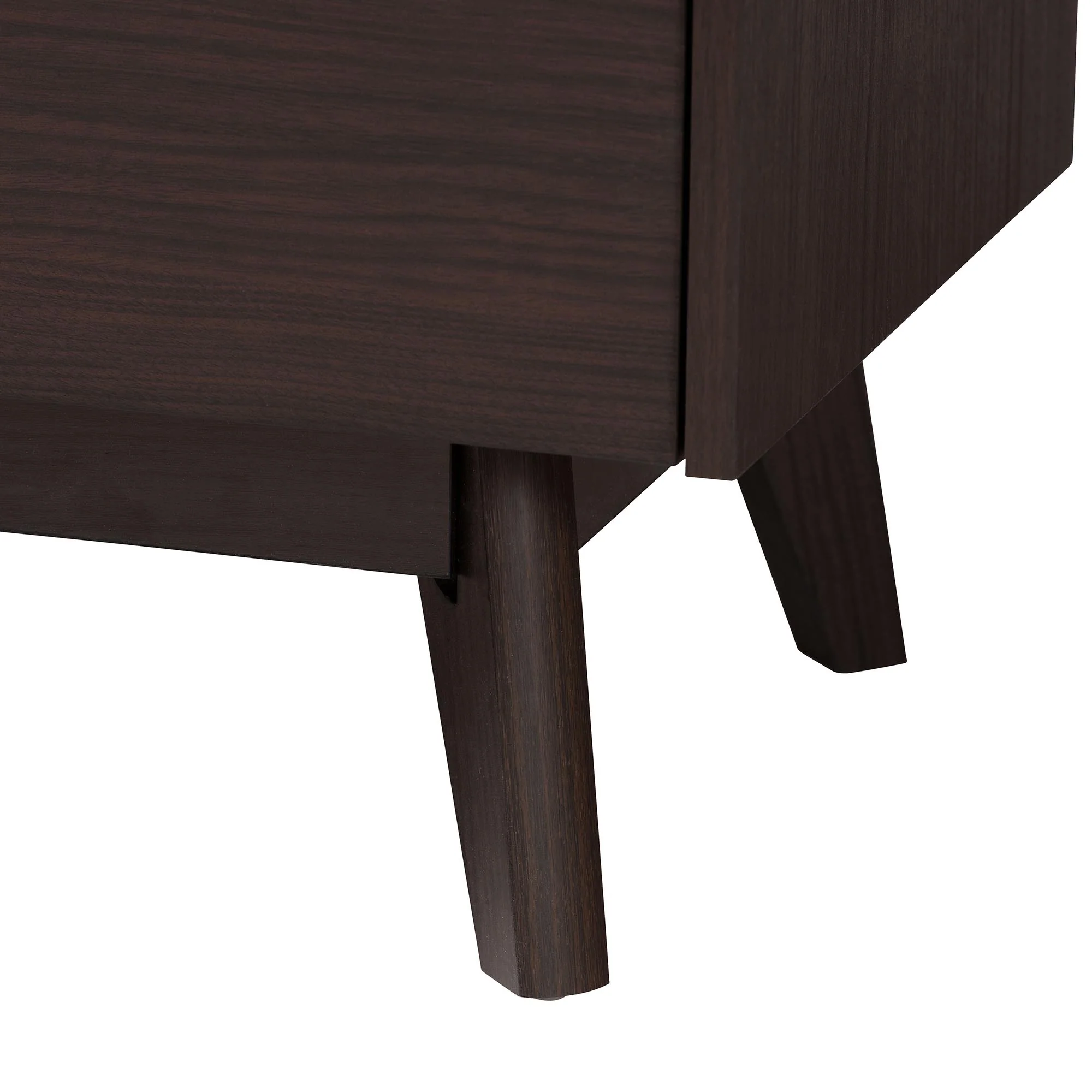 Baxton Studio Giancarlo Mid-Century Modern Espresso Brown Wood 3-Drawer Storage Chest with Rattan door - Image 7