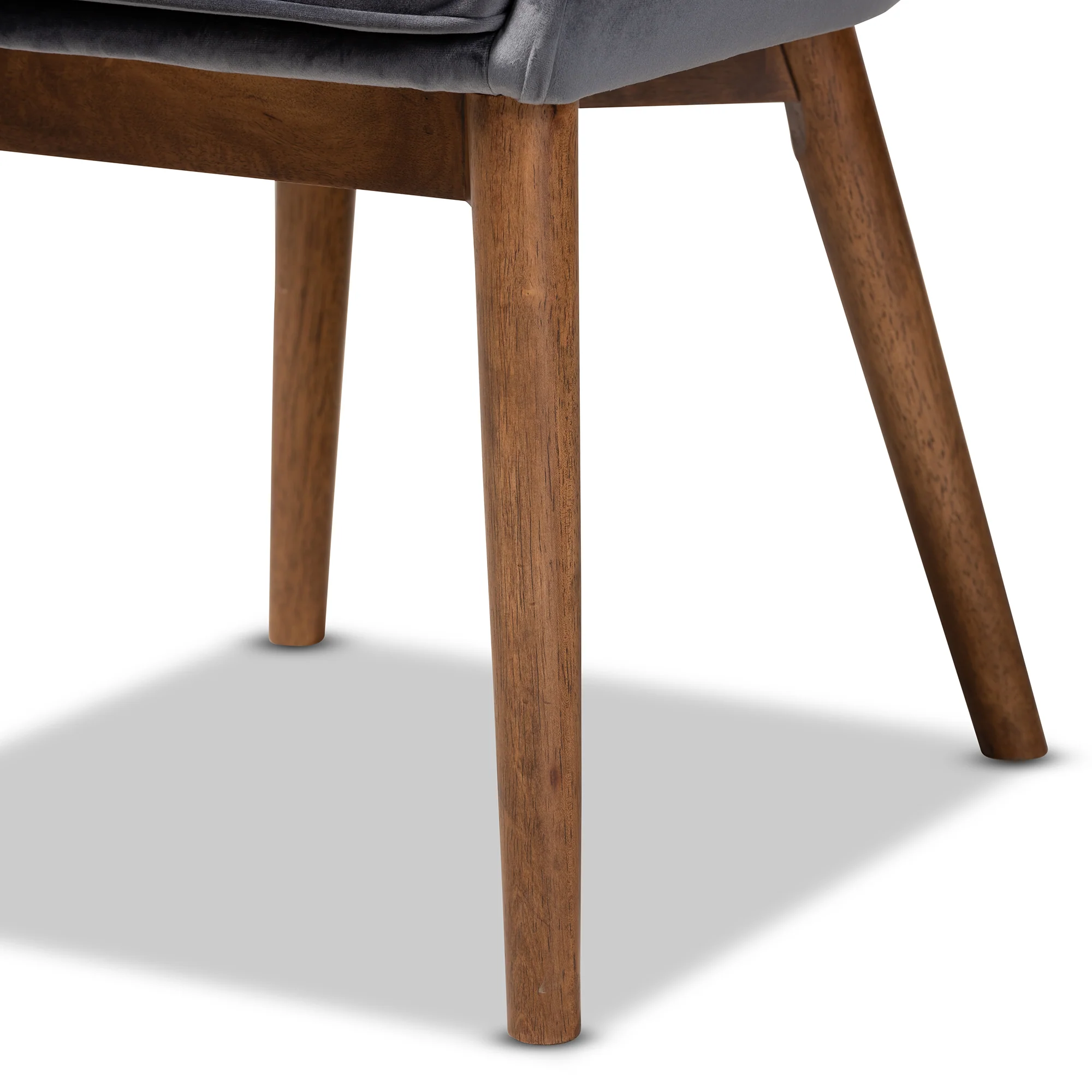 Baxton Studio Gilmore Modern and Contemporary Grey Velvet Fabric Upholstered and Walnut Brown Finished Wood 5-Piece Dining Set - Image 7