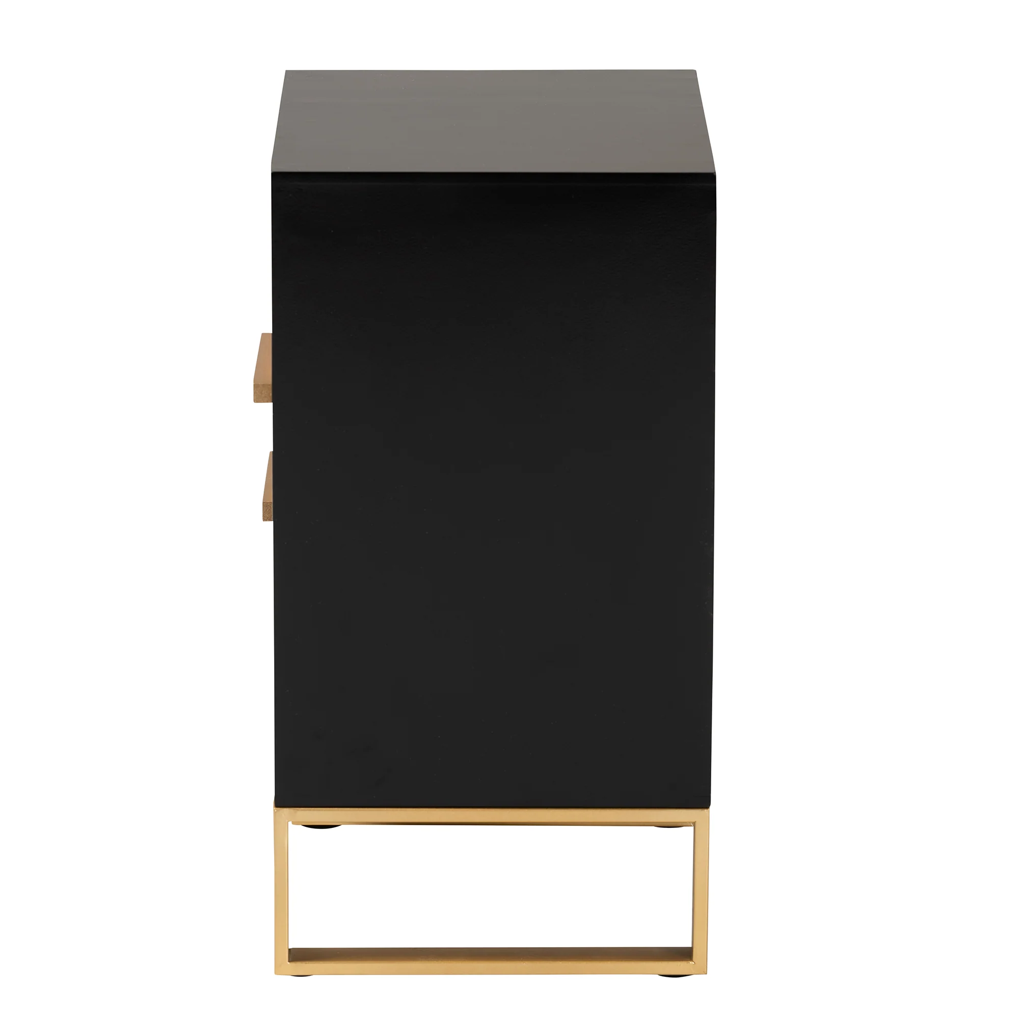 Baxton Studio Giolla Contemporary Glam and Luxe Black Finished Wood and Gold Metal 2-Drawer End Table - Image 7