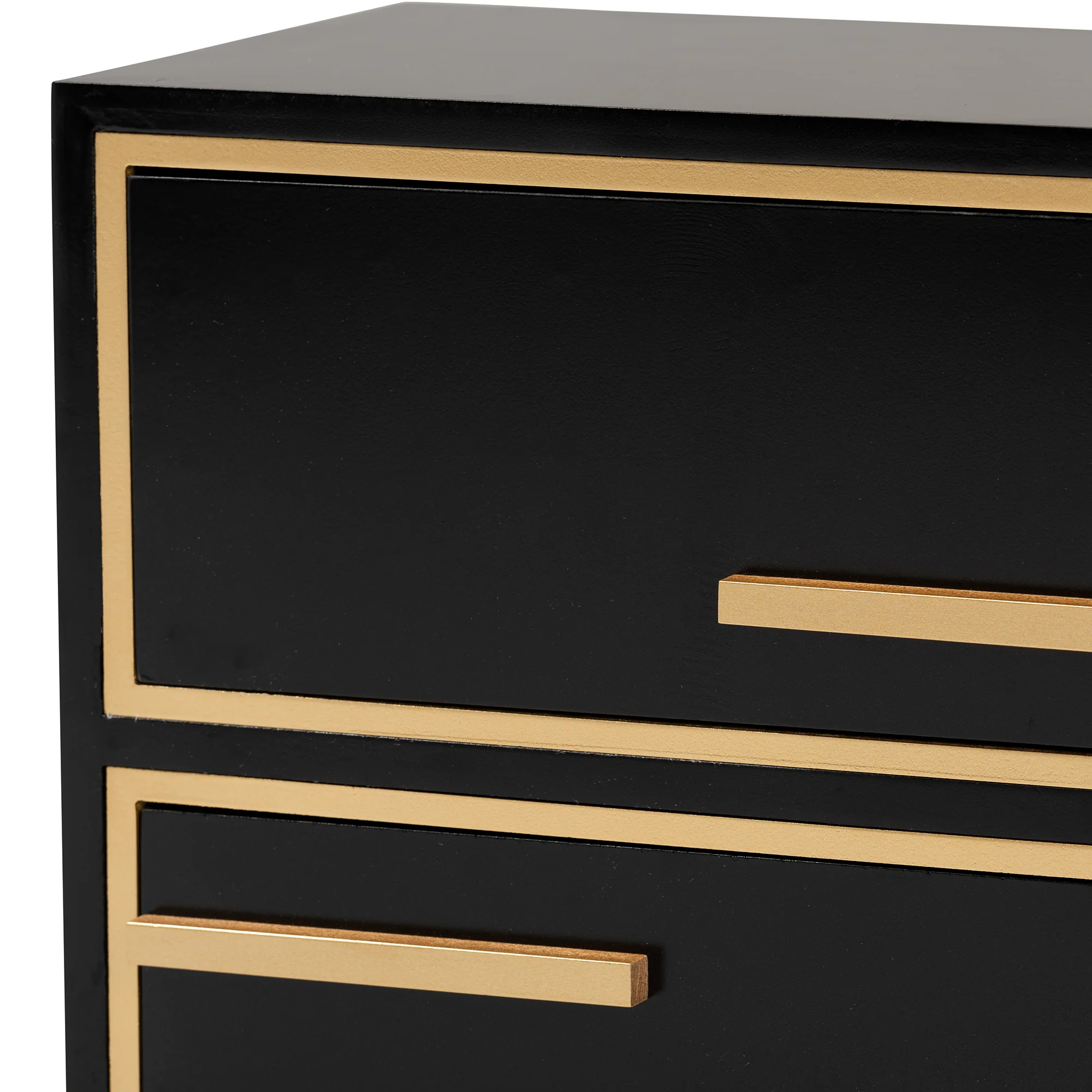 Baxton Studio Giolla Contemporary Glam and Luxe Black Finished Wood and Gold Metal 2-Drawer End Table - Image 8
