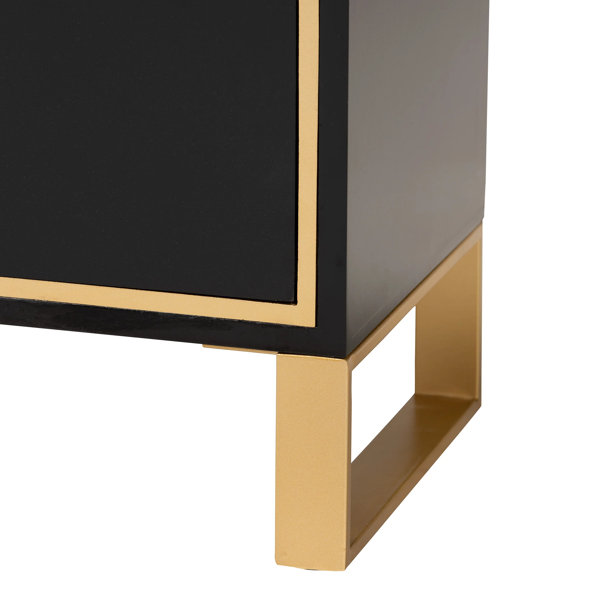 Baxton Studio Giolla Contemporary Glam and Luxe Black Finished Wood and Gold Metal 2-Drawer End Table - Image 9