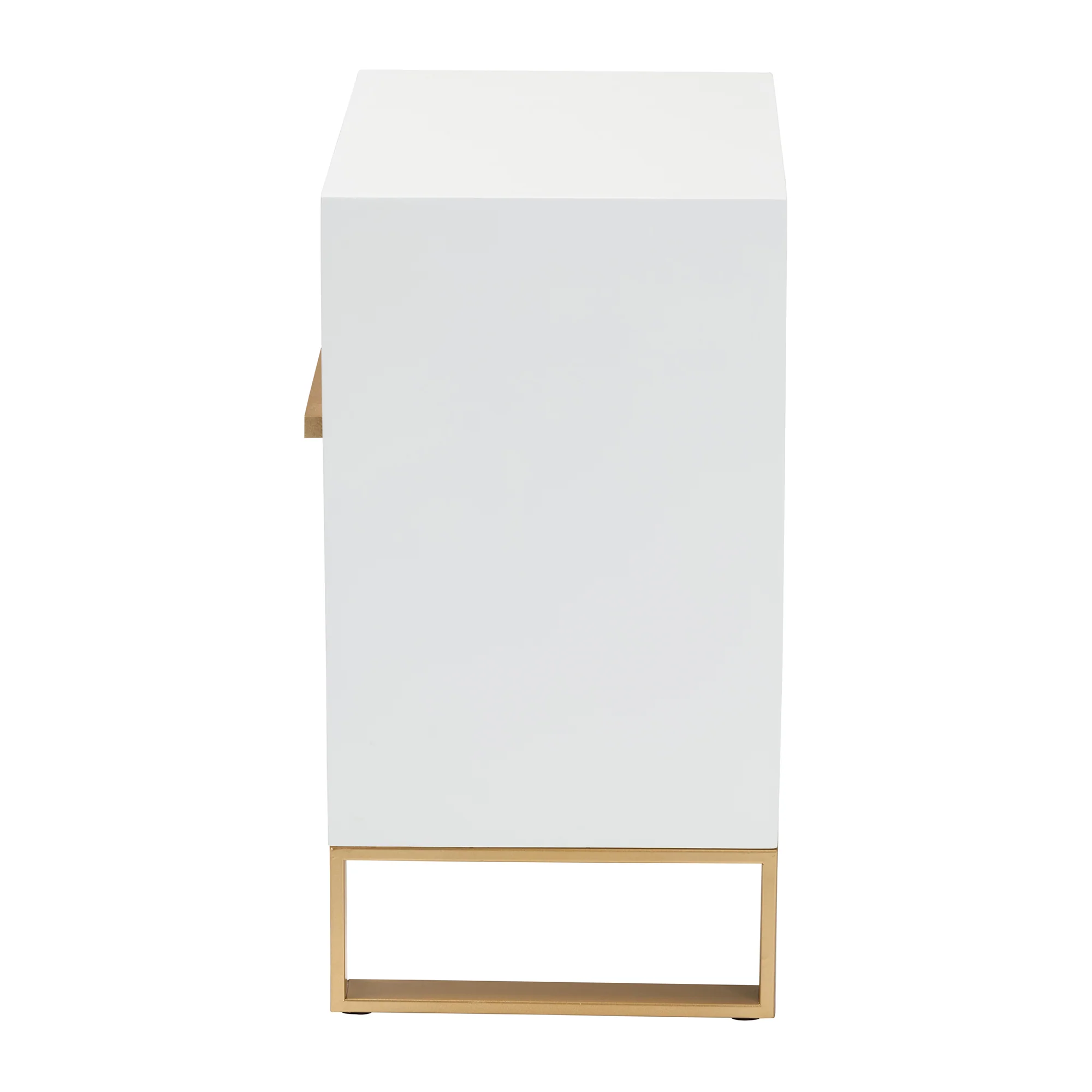 Baxton Studio Giolla Contemporary Glam and Luxe White Finished Wood and Gold Metal 2-Drawer End Table - Image 7