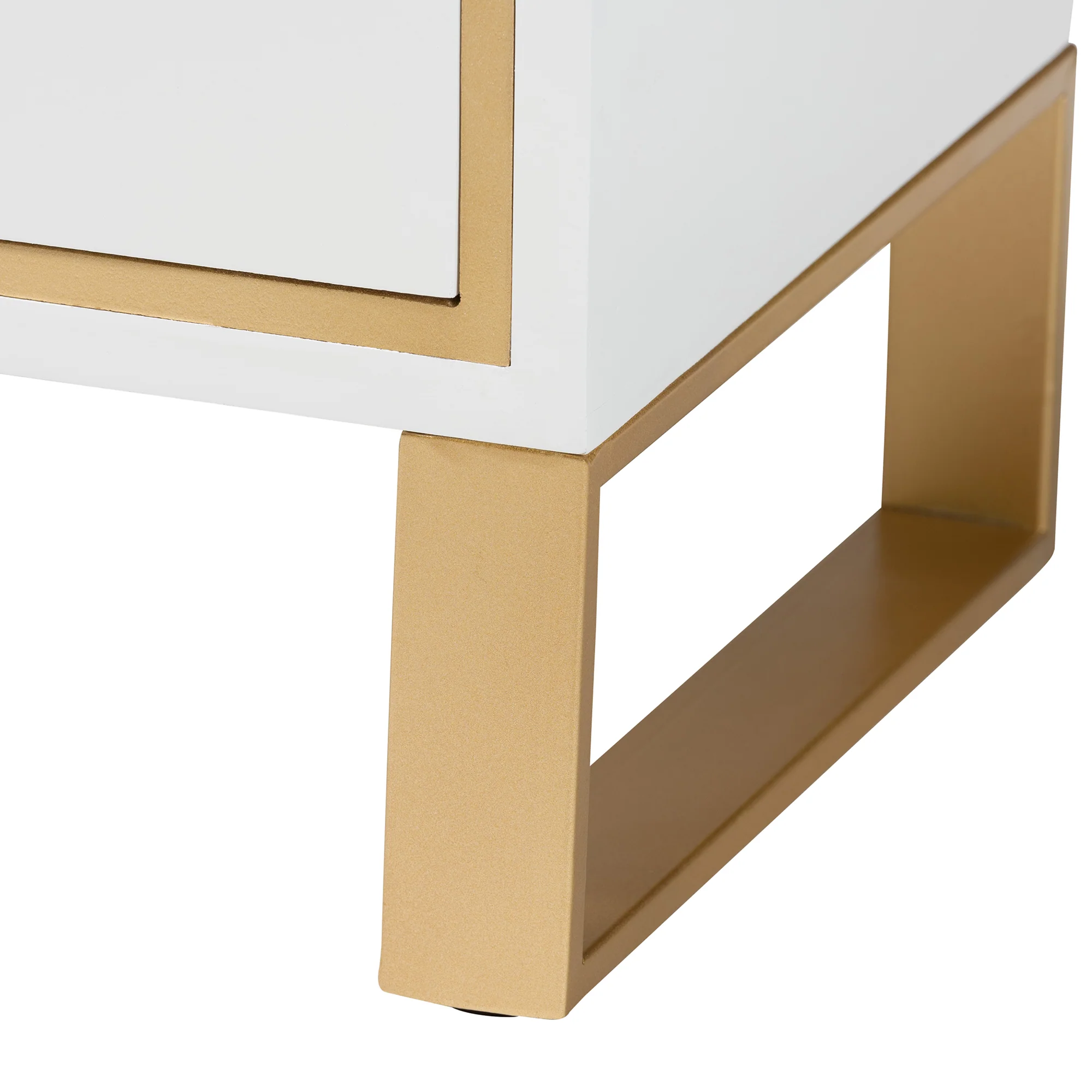 Baxton Studio Giolla Contemporary Glam and Luxe White Finished Wood and Gold Metal 2-Drawer End Table - Image 9