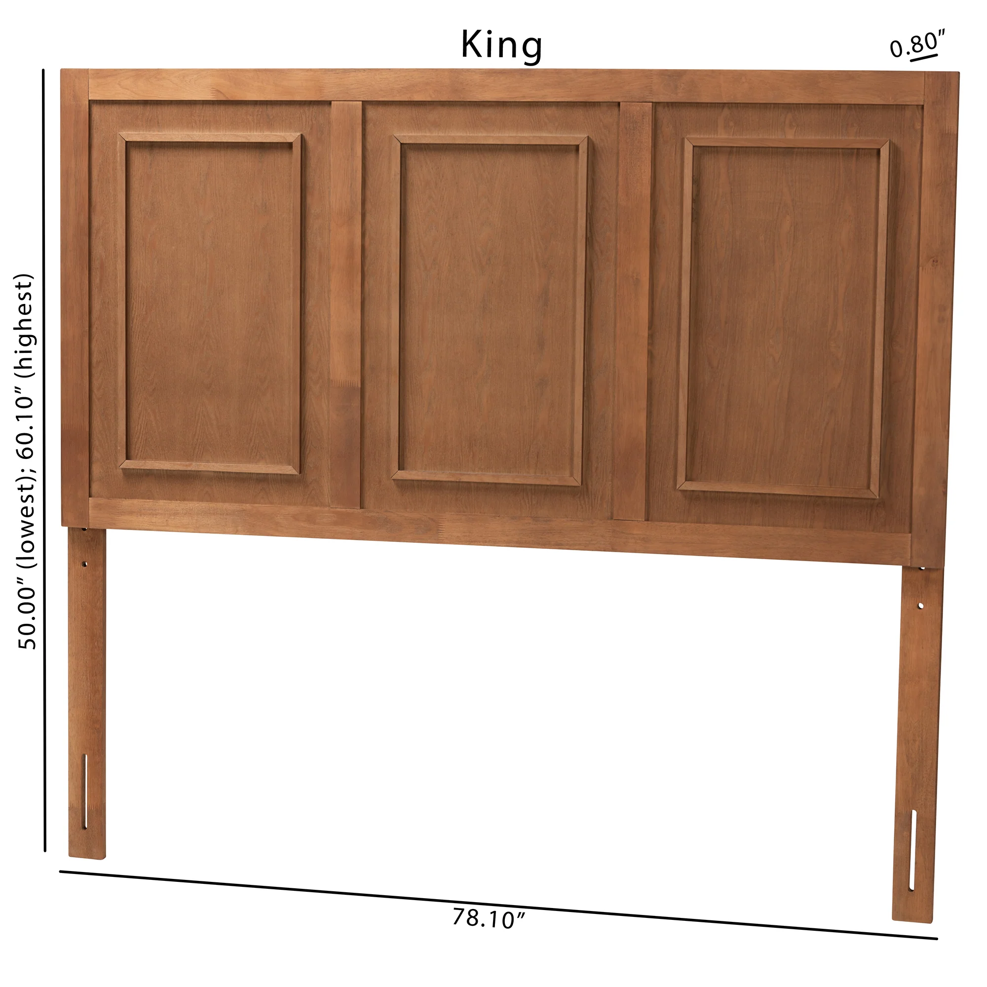 Baxton Studio Giordano Classic and Traditional Ash Walnut Finished Wood King Size Headboard - Image 8